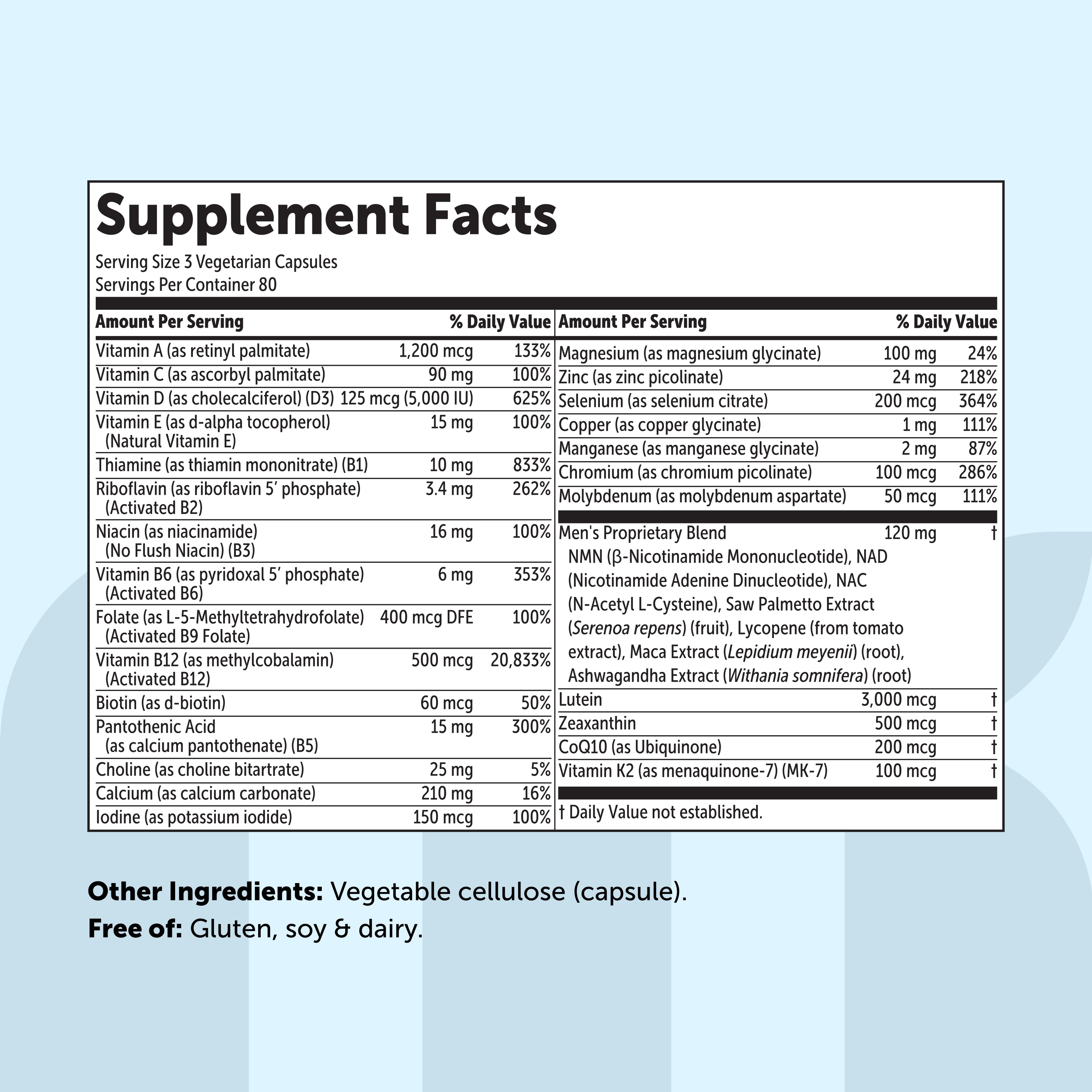Micro Ingredients Methylated Multivitamin for Men 50+, 240 Veggie Capsules