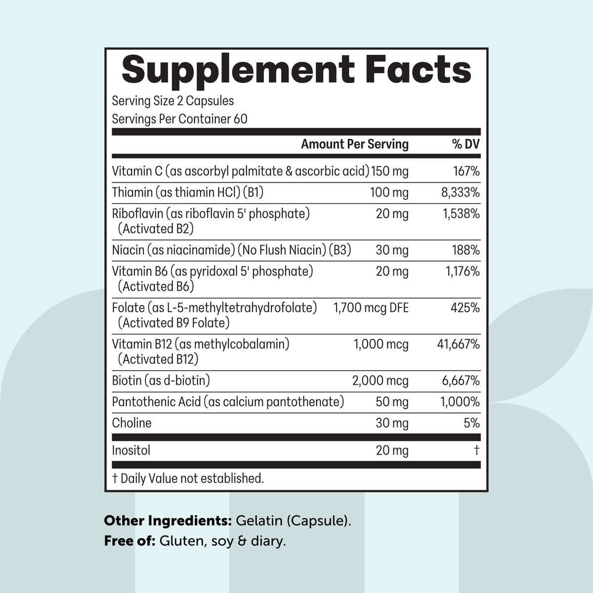 Micro Ingredients Methylated B Complex, 120 Capsules