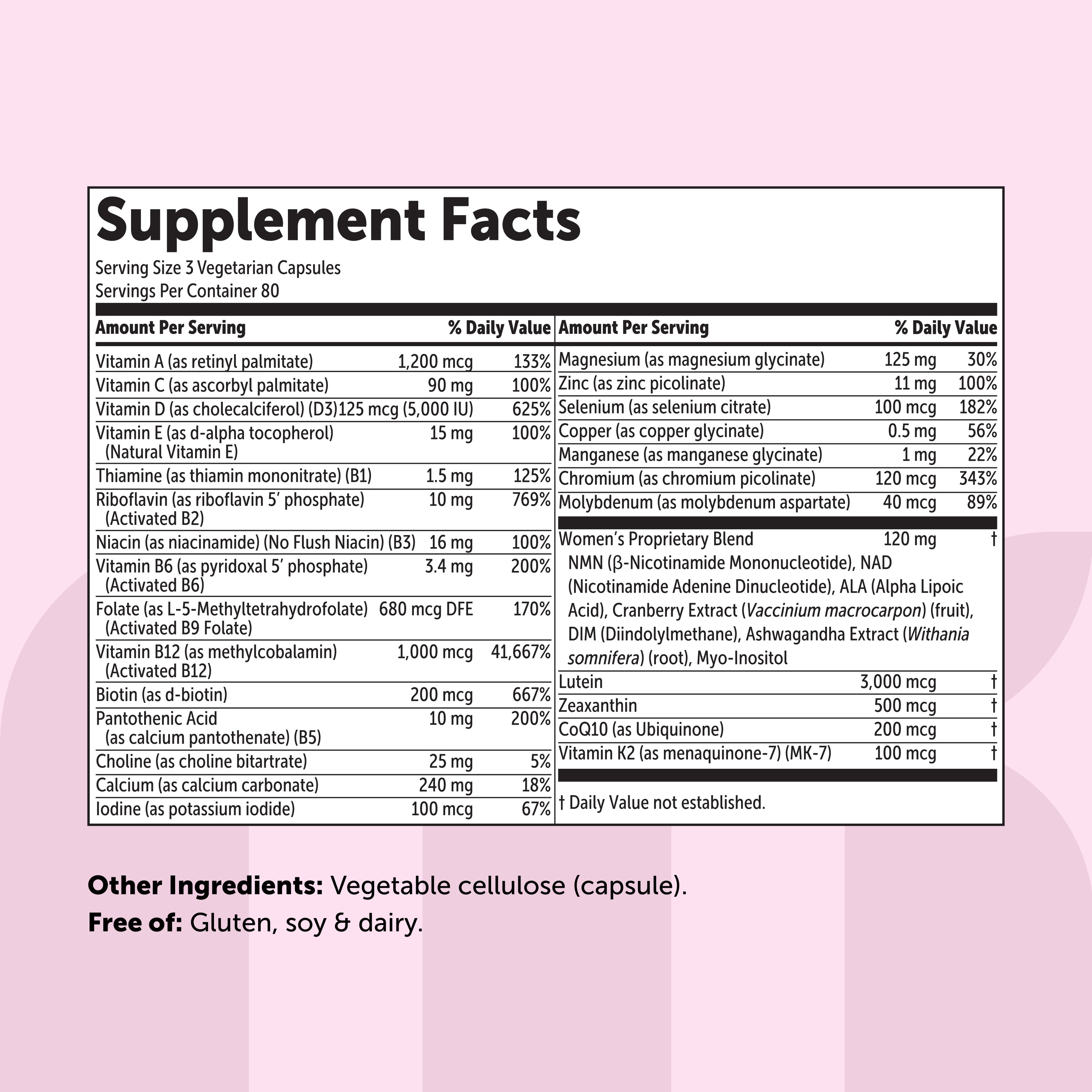 Micro Ingredients Methylated Multivitamin for Women 50+, 240 Vegetarian Capsules