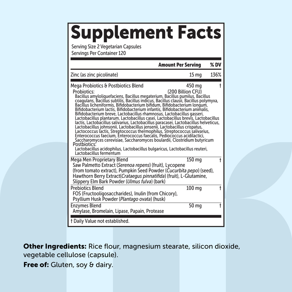 Micro Ingredients Mega Probiotics for Men 200 Billion CFU Per Serving, 240 Veggie Capsules