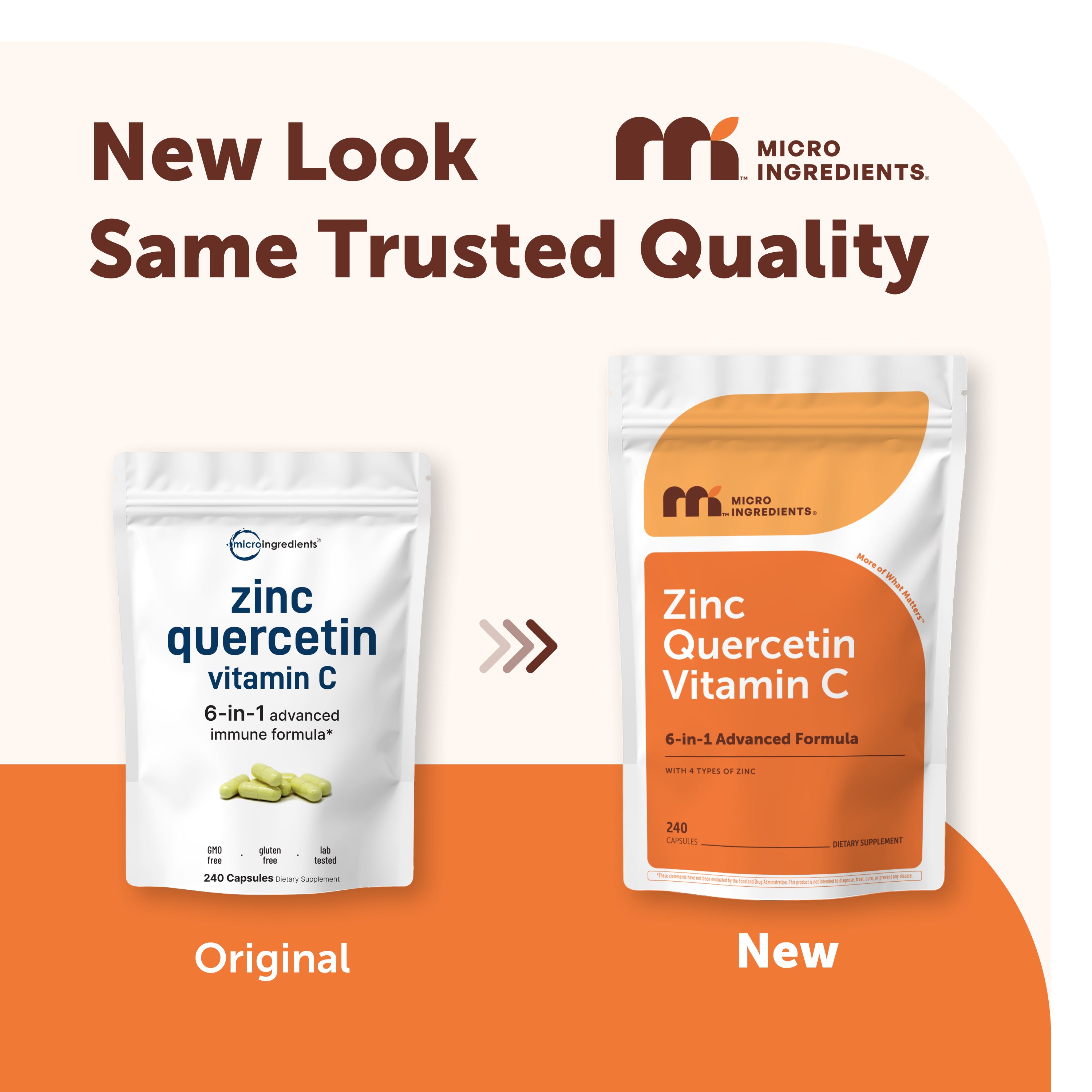 Micro Ingredients Zinc Quercetin 6-in-1 Complex with Vitamin C, 240 Capsules