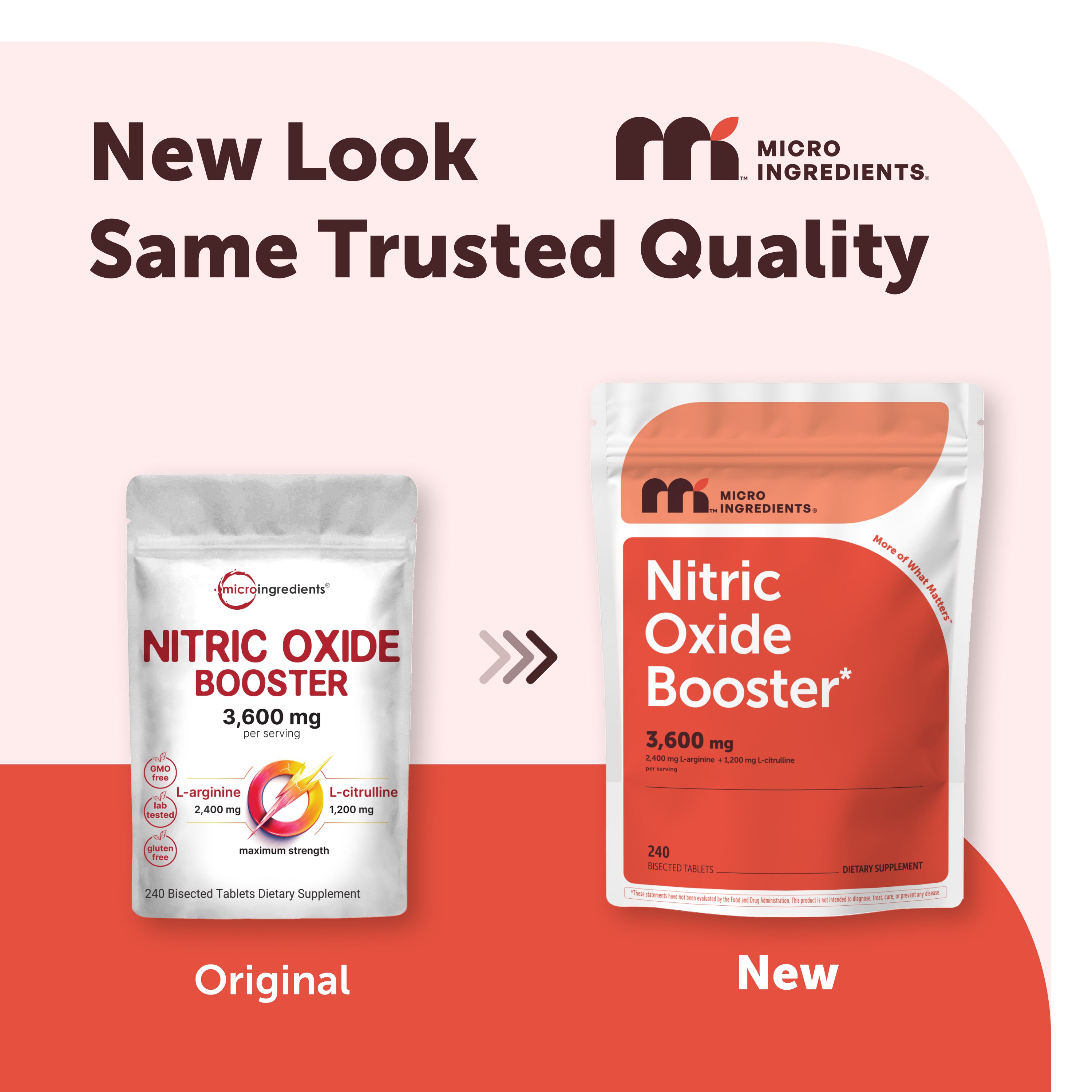 Micro Ingredients Nitric Oxide Booster 3,600mg Per Serving, 240 Bisected Tablets