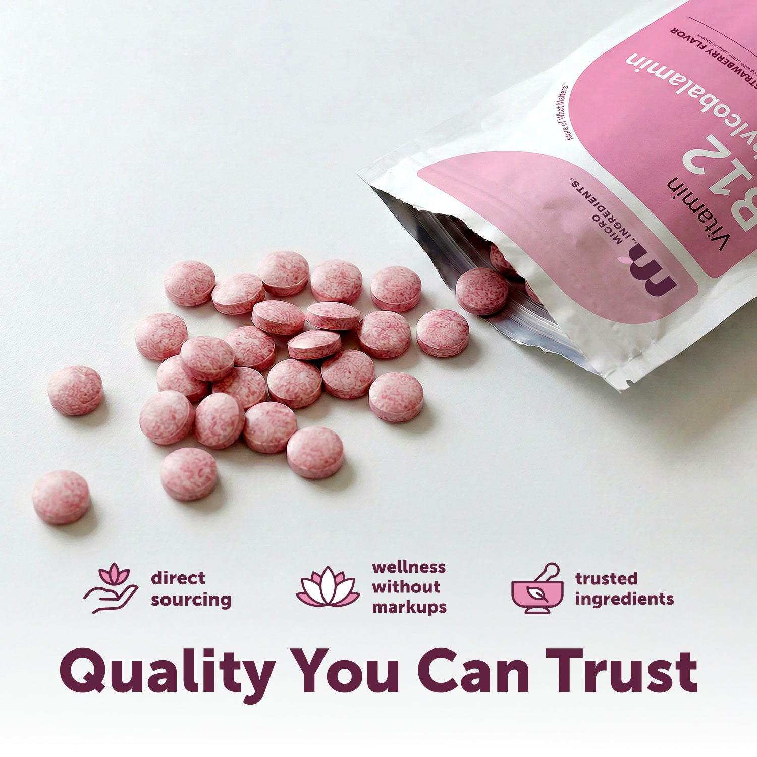 Micro Ingredients Vitamin B12 5000mcg | Methyl B12 Active Form – 240 Chewable Tablets