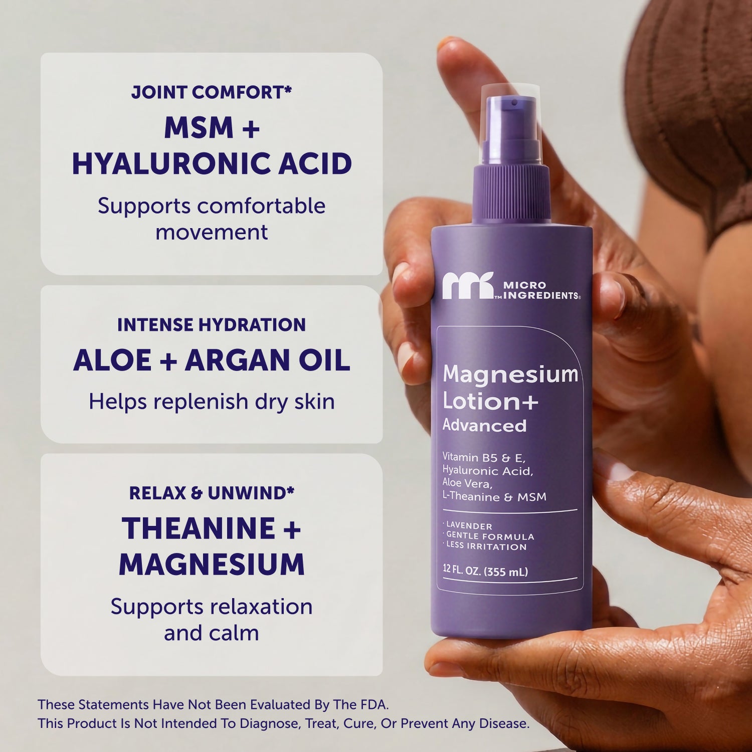 Micro Ingredients Magnesium Lotion+ Advanced Lavender, 12 fl oz