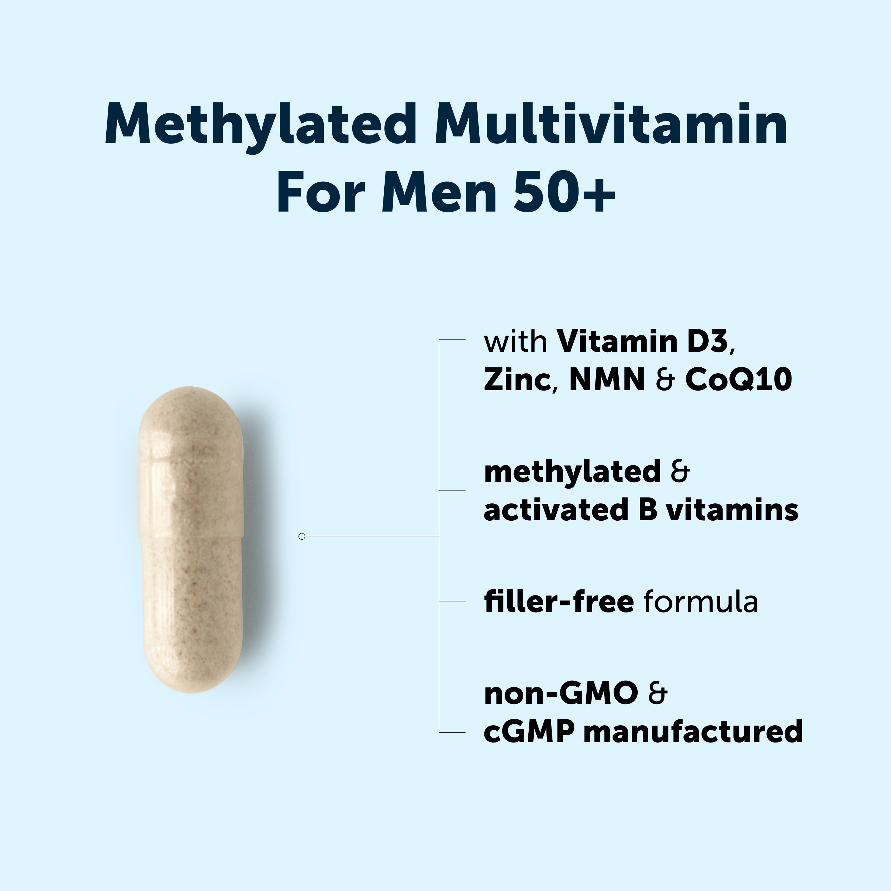 Micro Ingredients Methylated Multivitamin for Men 50+, 240 Veggie Capsules