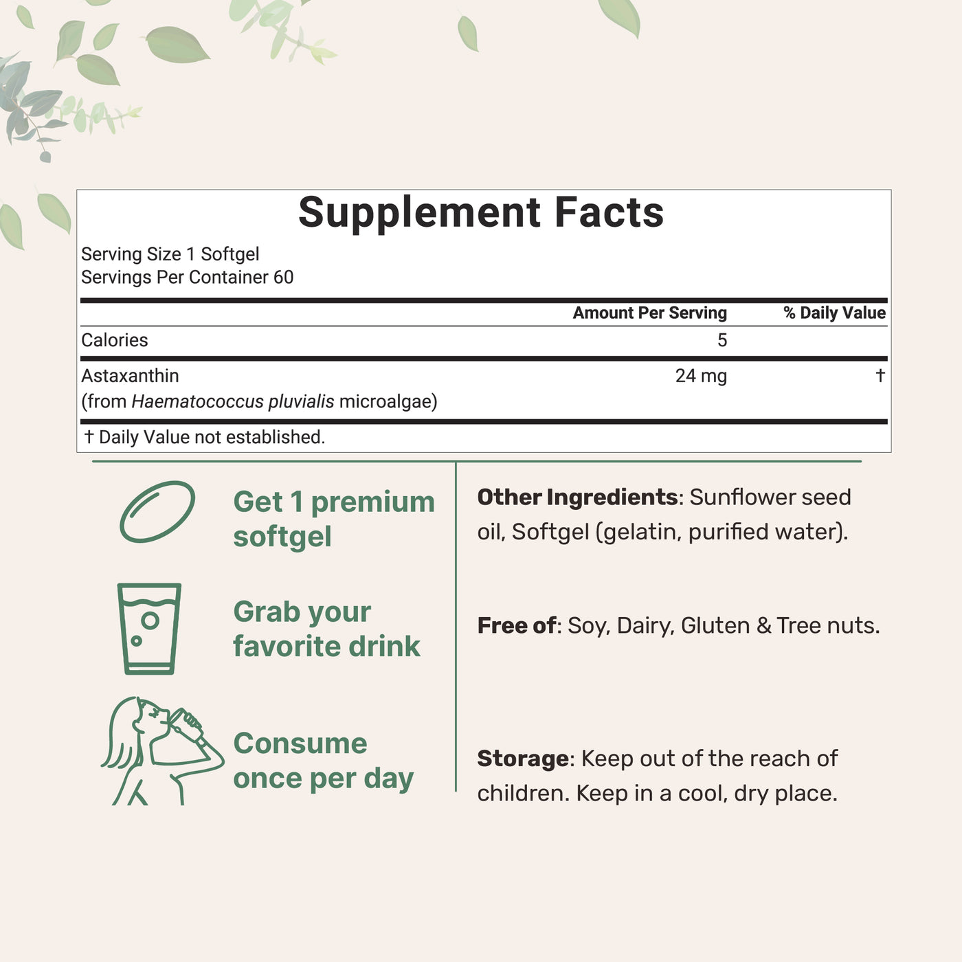 Micro Ingredients Astaxanthin 24mg, 60 Softgels, 2 Month Supply