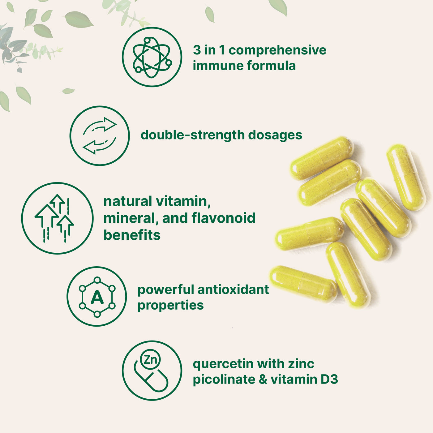 Quercetin Supplements with Zinc & Vitamin D3