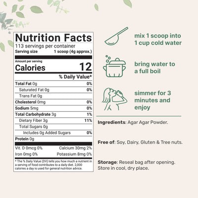 Agar Agar Powder, 1lb Nutrition Facts