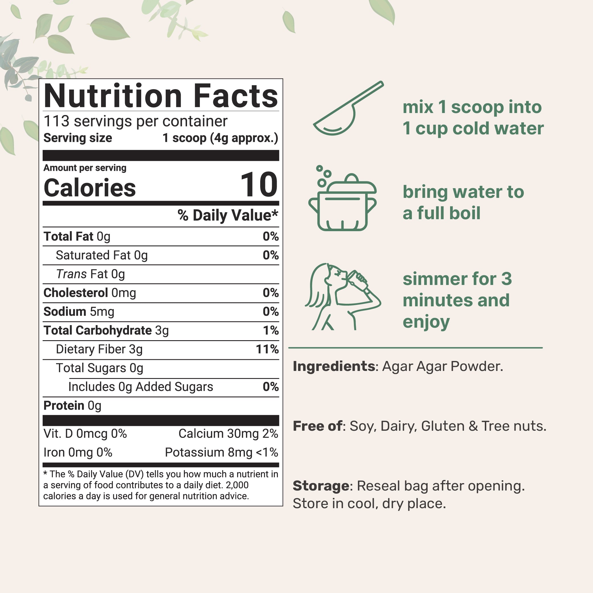 Micro Ingredients Agar Agar Powder, 1 Pound