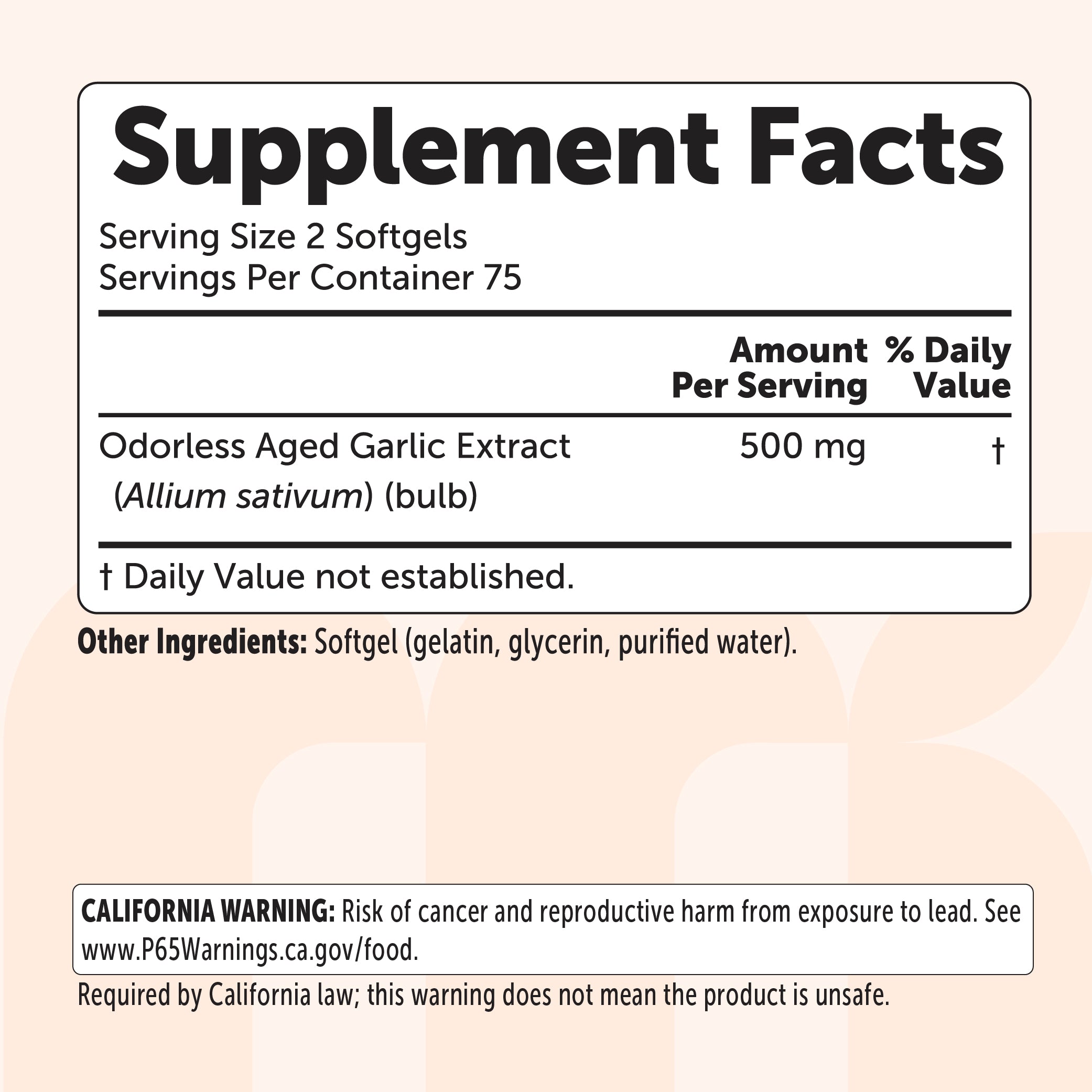 Micro Ingredients Odorless Aged Garlic Extract Softgels