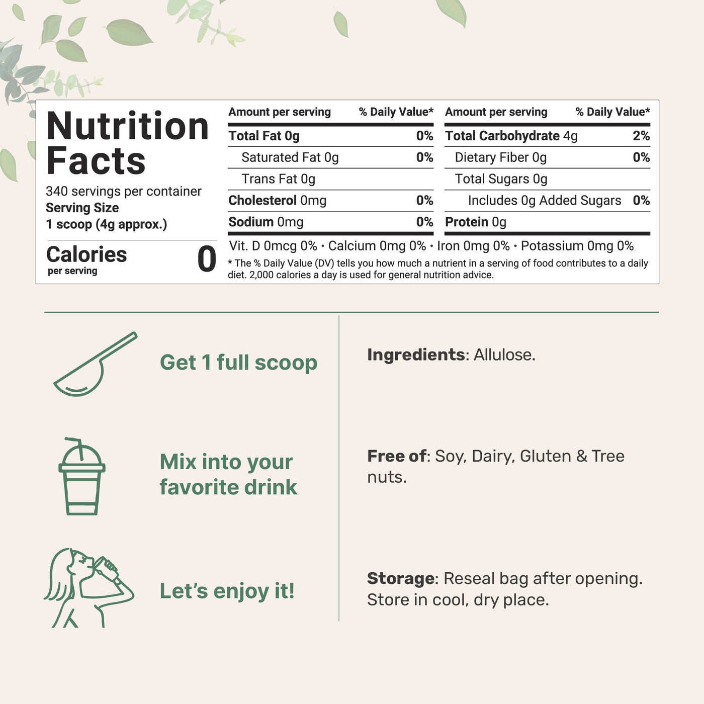 Micro Ingredients Allulose Sweetener Granules, 3 Pounds