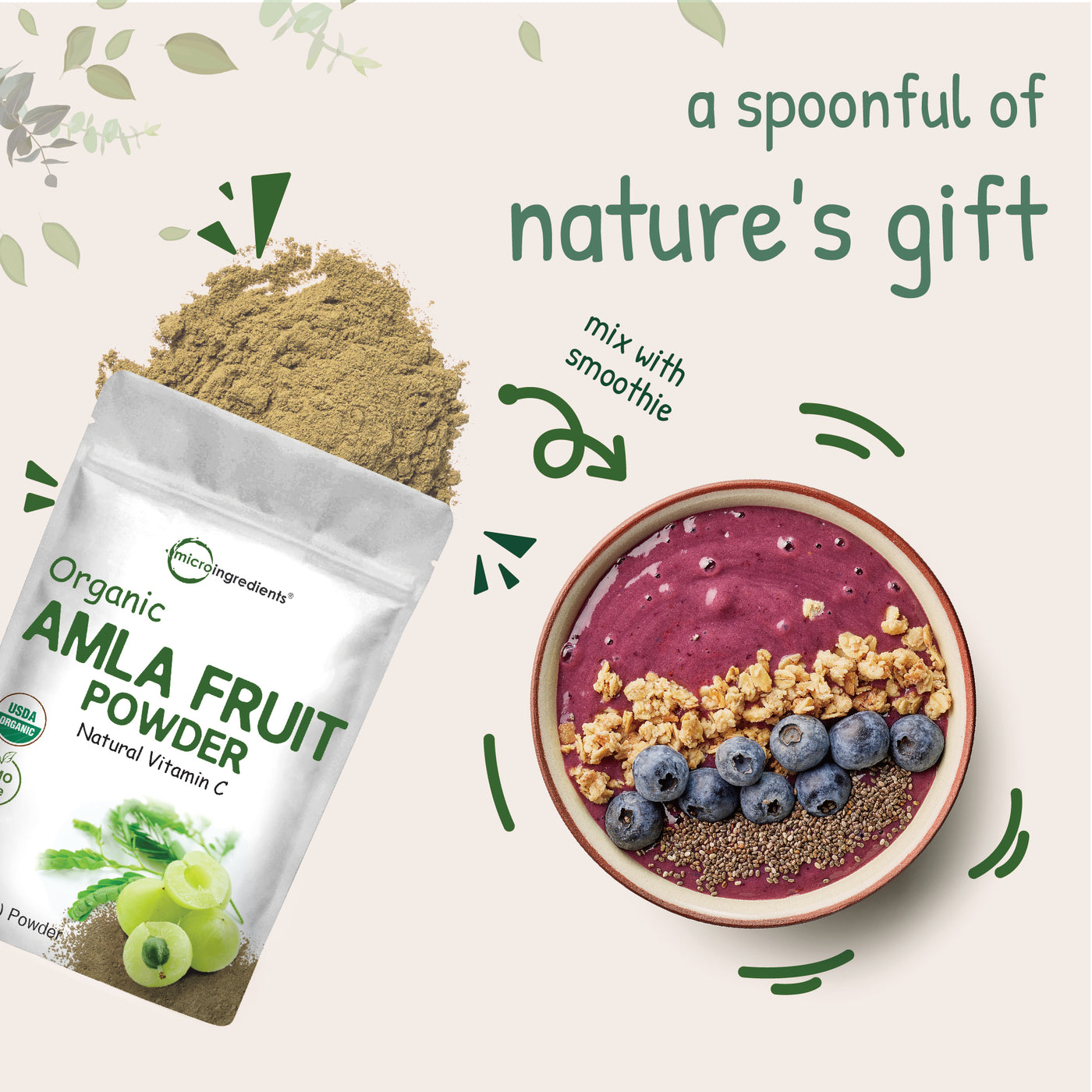 Organic Amla Powder, 32 Ounce Nature's Gift