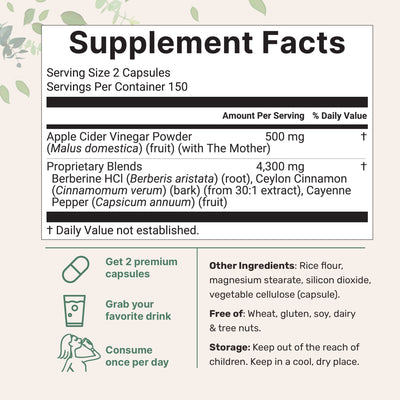 Micro Ingredients Apple Cider Vinegar with Mother 4,800mg Equivalent, 300 Capsules