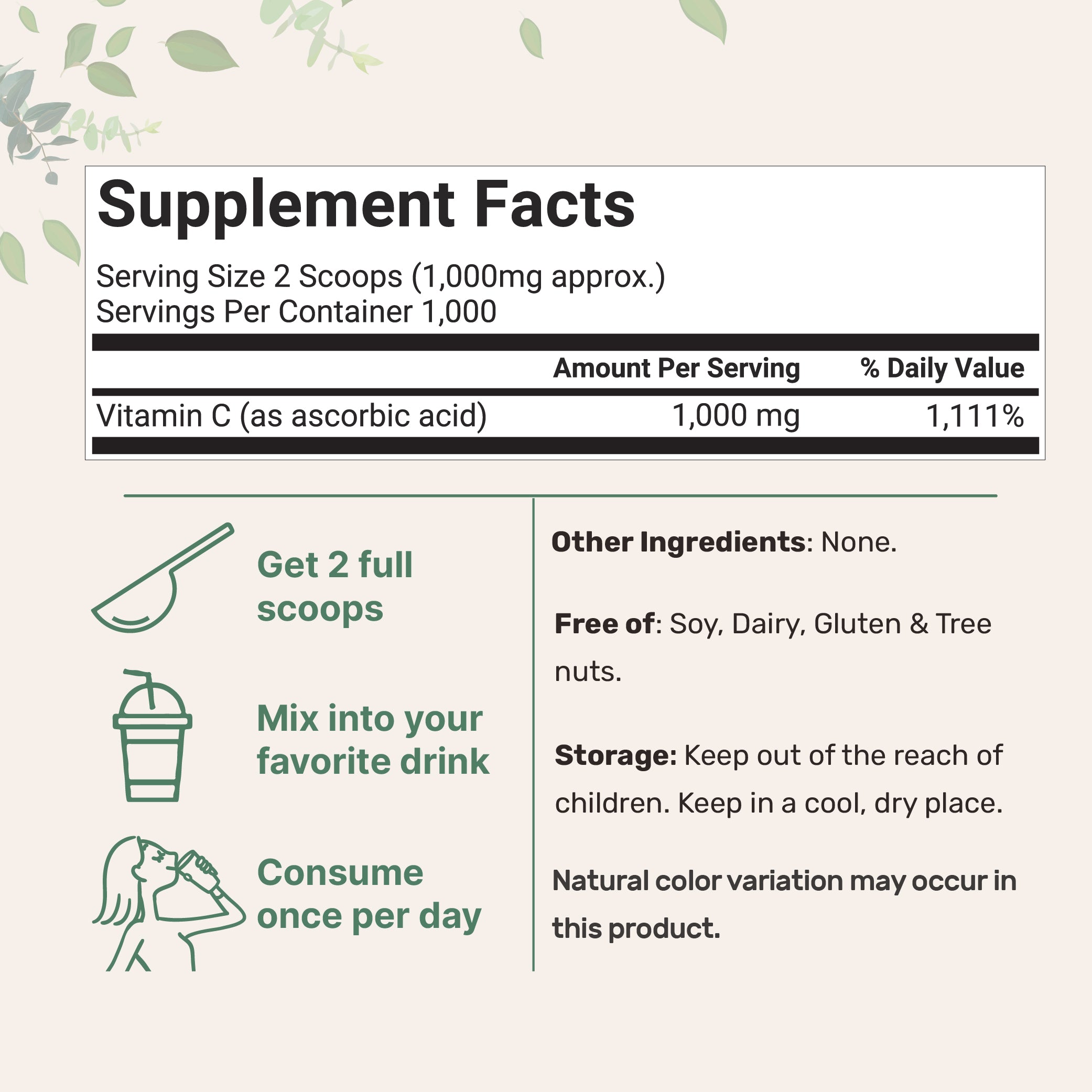 Micro Ingredients Vitamin C Powder (Ascorbic Acid) 1KG