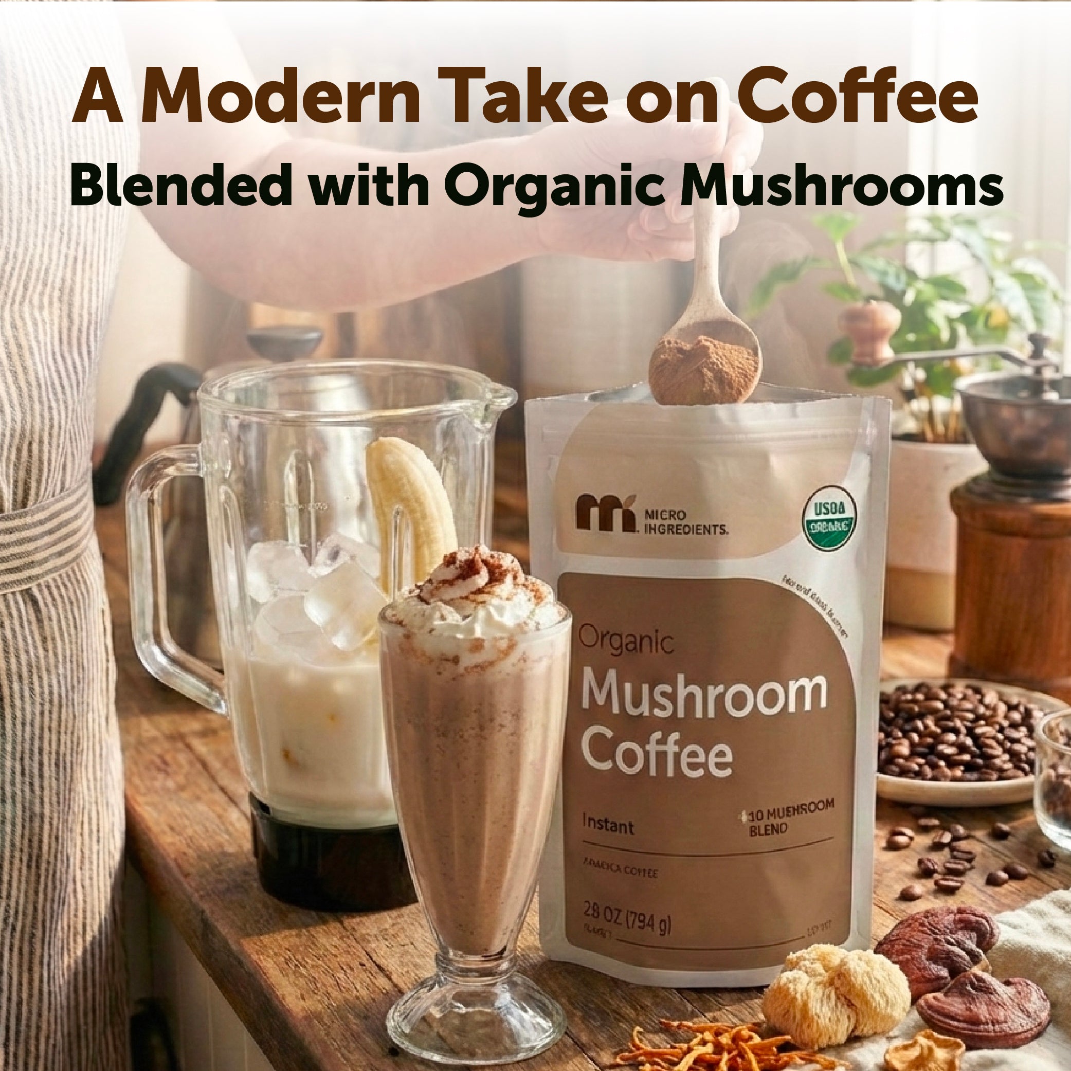 Micro Ingredients Organic Instant 10 in 1 Mushroom Coffee Powder
