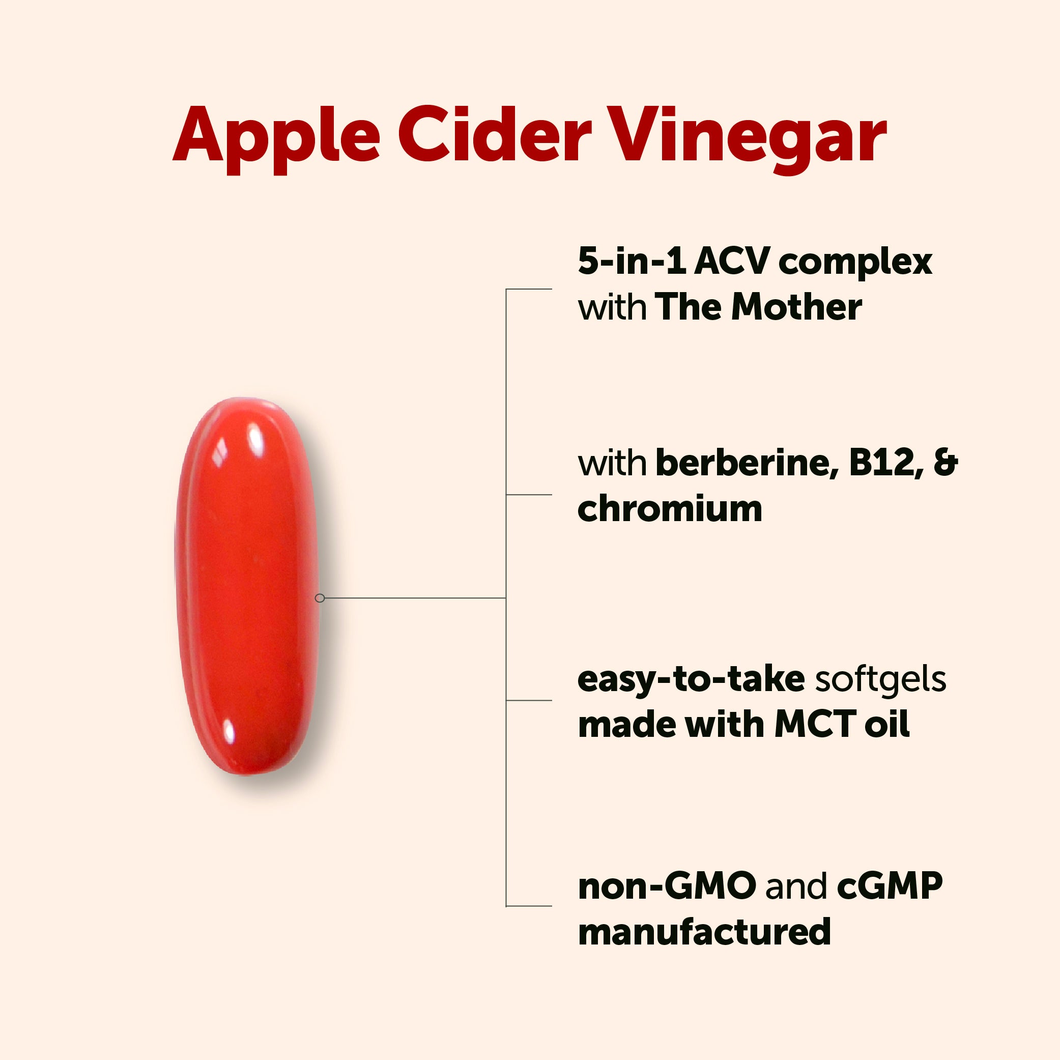 Micro Ingredients Apple Cider Vinegar 5-in-1 Complex with MCT Oil, 240 Softgels