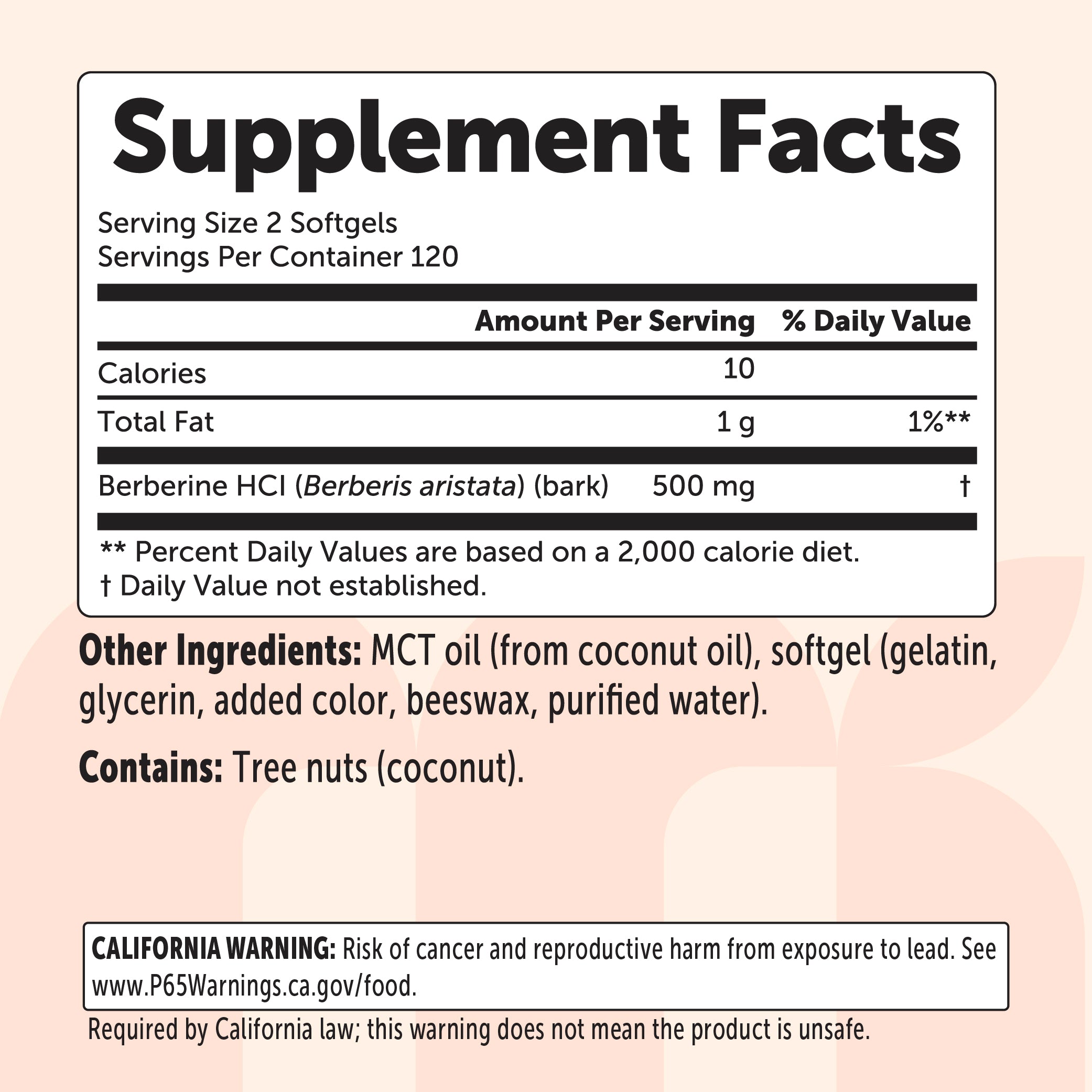 Micro Ingredients Berberine 500mg with MCT Oil, 240 Softgels