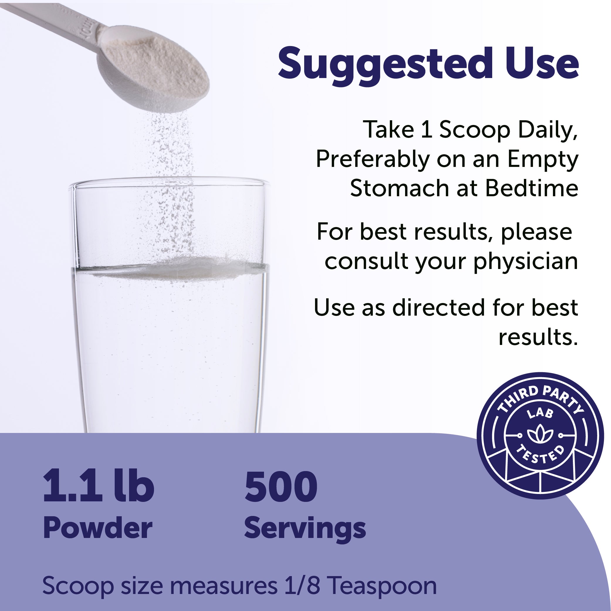 Micro Ingredients Glycine Powder, 500 g (1.1 Pounds)