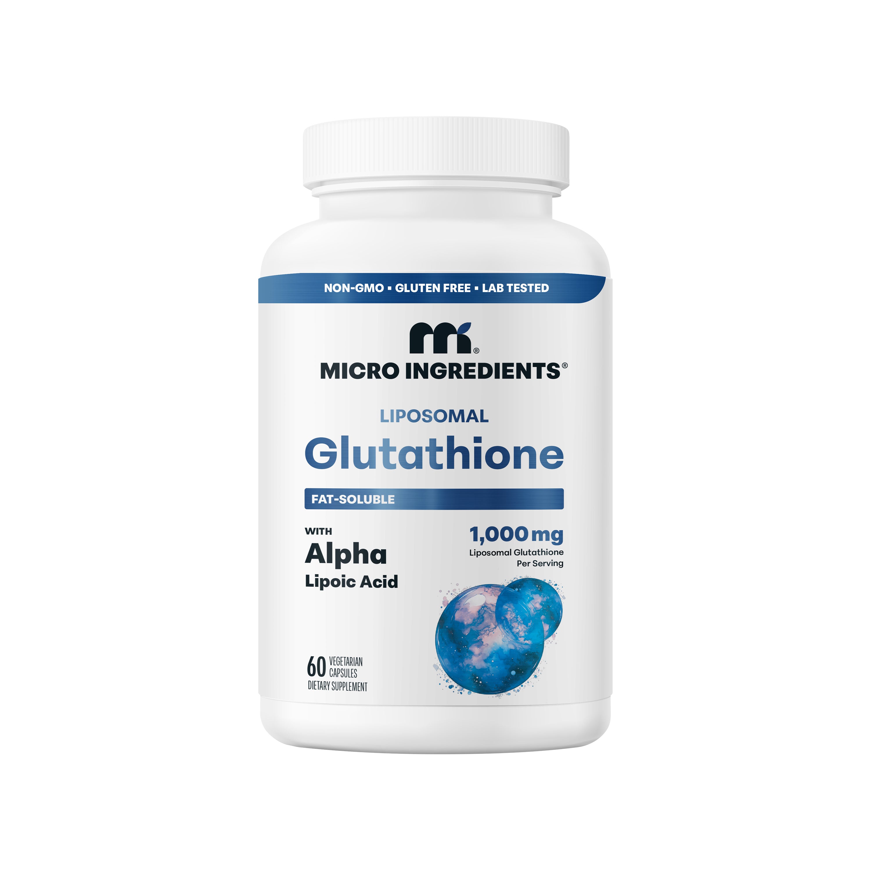 Micro Ingredients Liposomal Glutathione 1000mg with Alpha Lipoic Acid, 60 vegetarian capsules