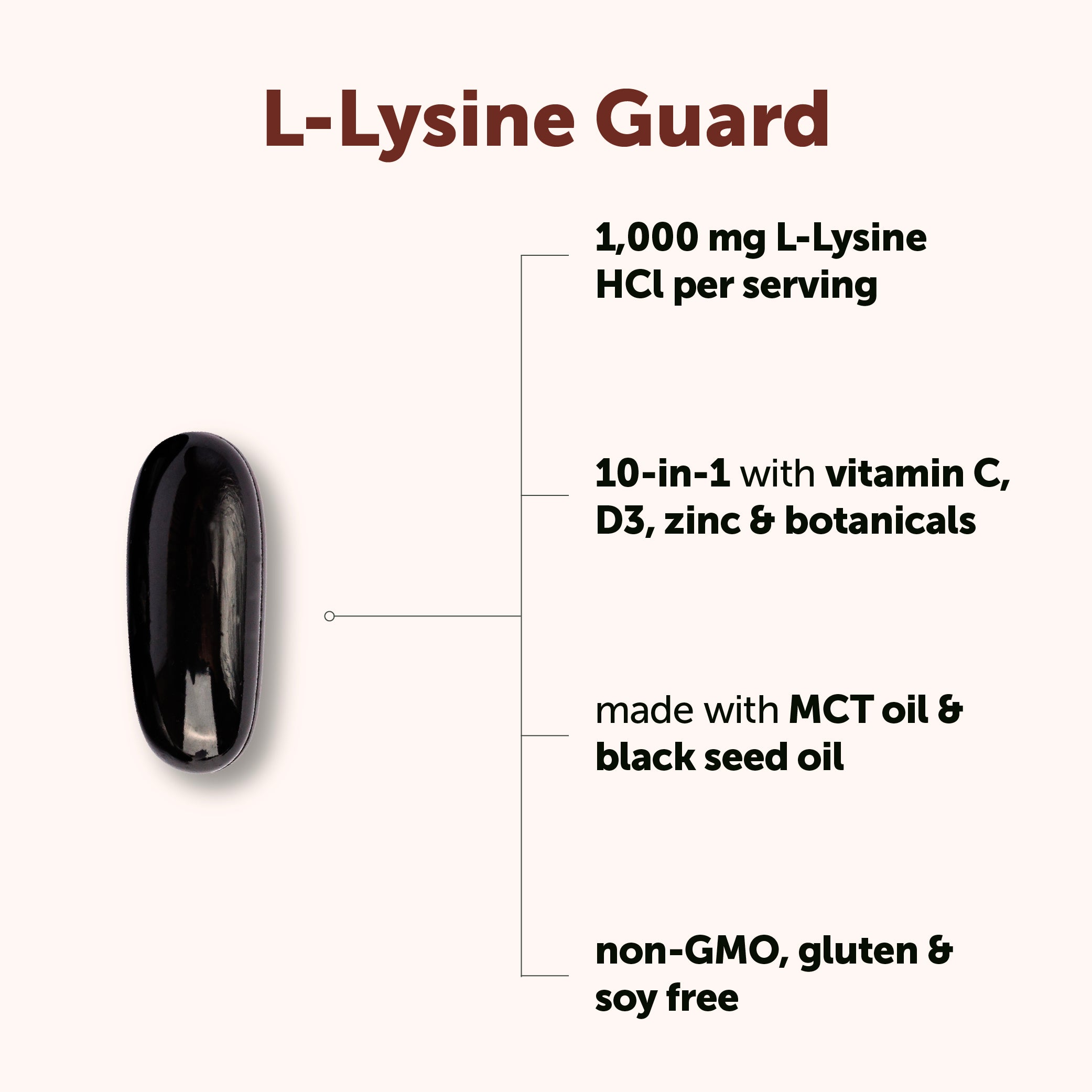 Micro Ingredients L-Lysine Guard 1000mg with MCT Oil & Black Seed Oil, 300 Softgels