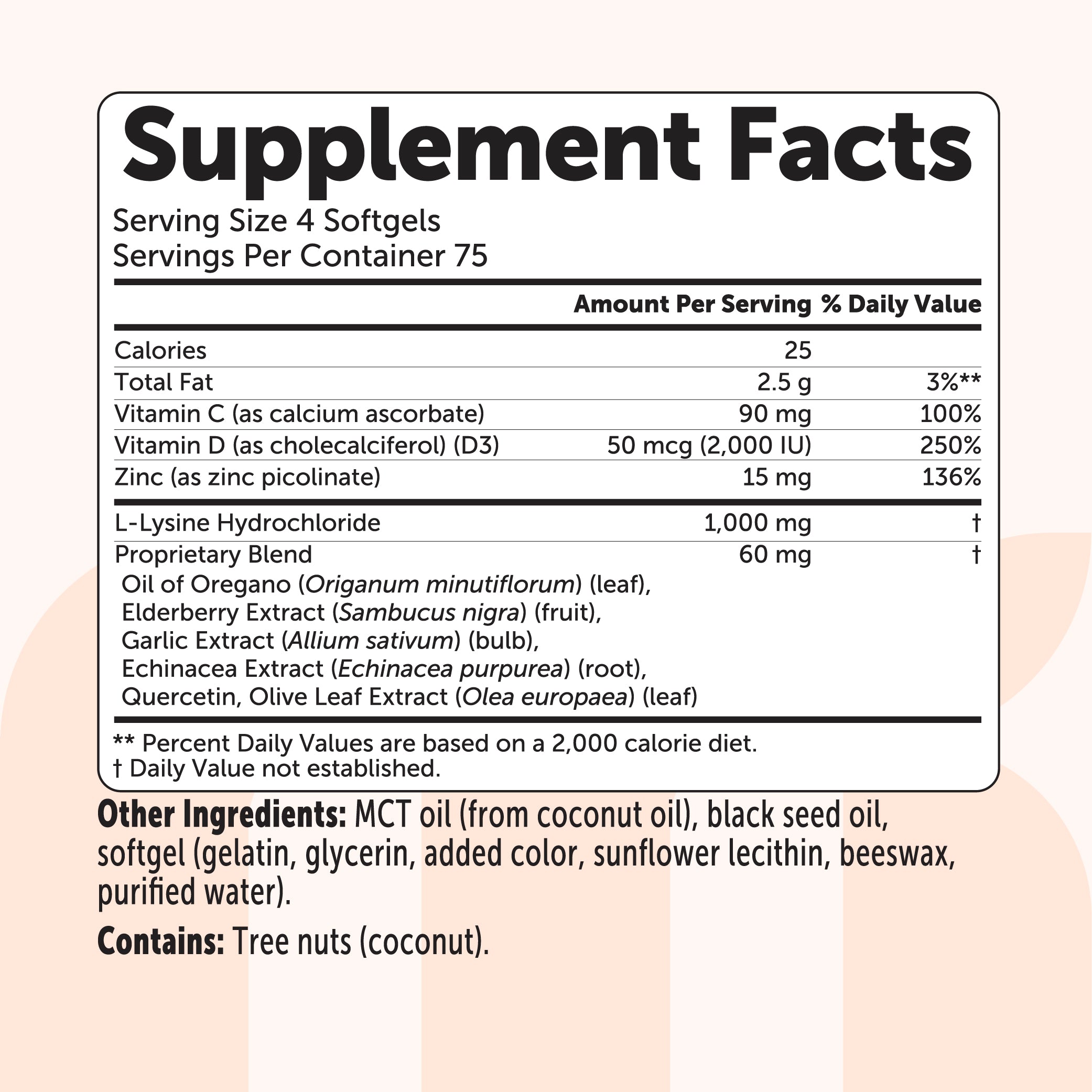 Micro Ingredients L-Lysine Guard 1000mg with MCT Oil & Black Seed Oil, 300 Softgels