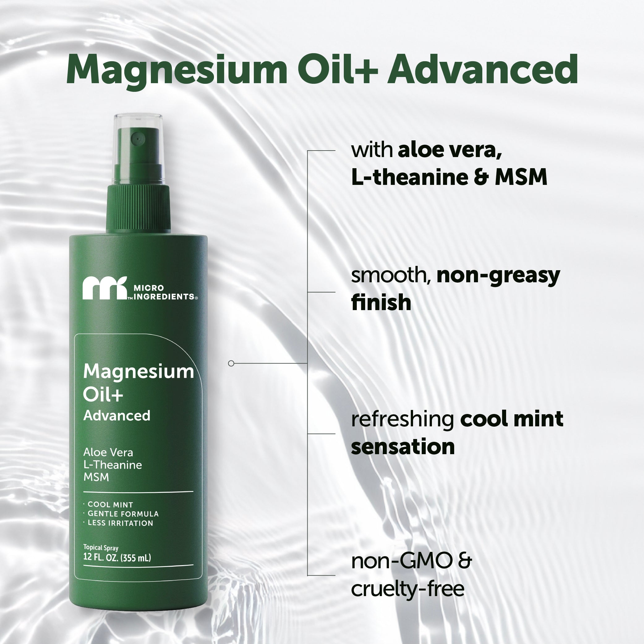 Micro Ingredients Magnesium Oil+ Advanced Spray Cool Mint, 12 fl oz