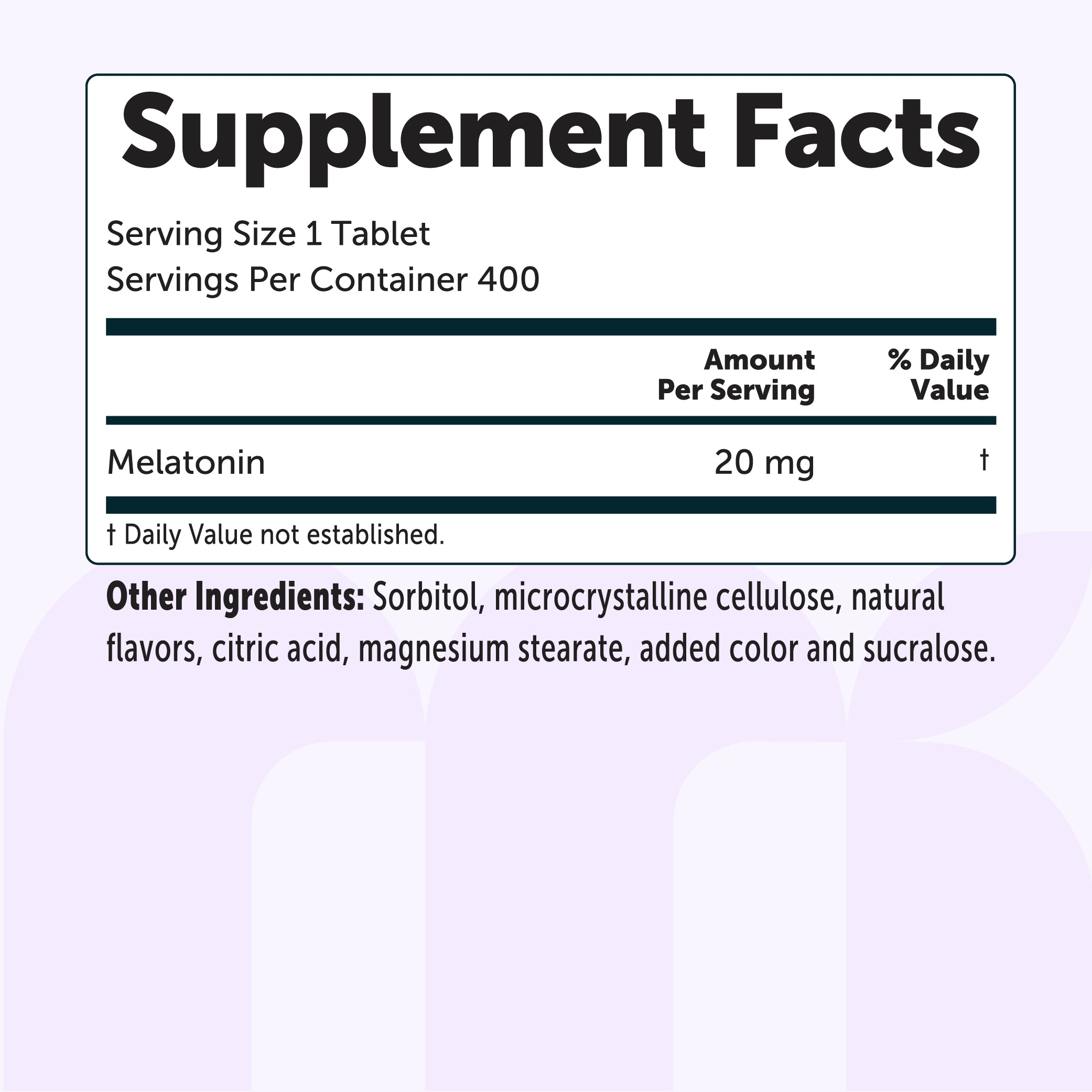 Micro Ingredients Melatonin 20mg Tablets, 400 Counts, Natural Strawberry Flavor