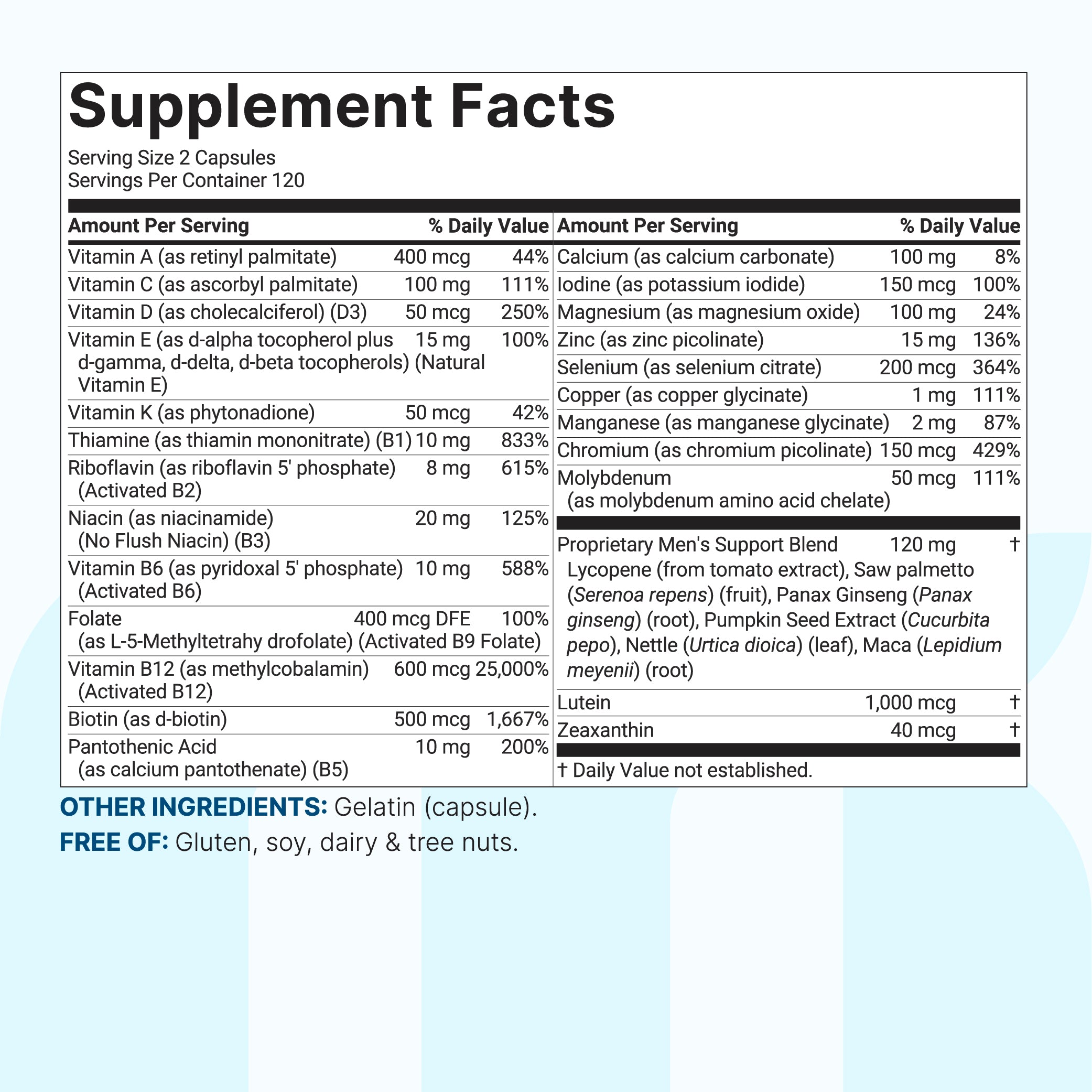 Micro Ingredients Pure Methylated Multivitamin for Men, 240 Capsules