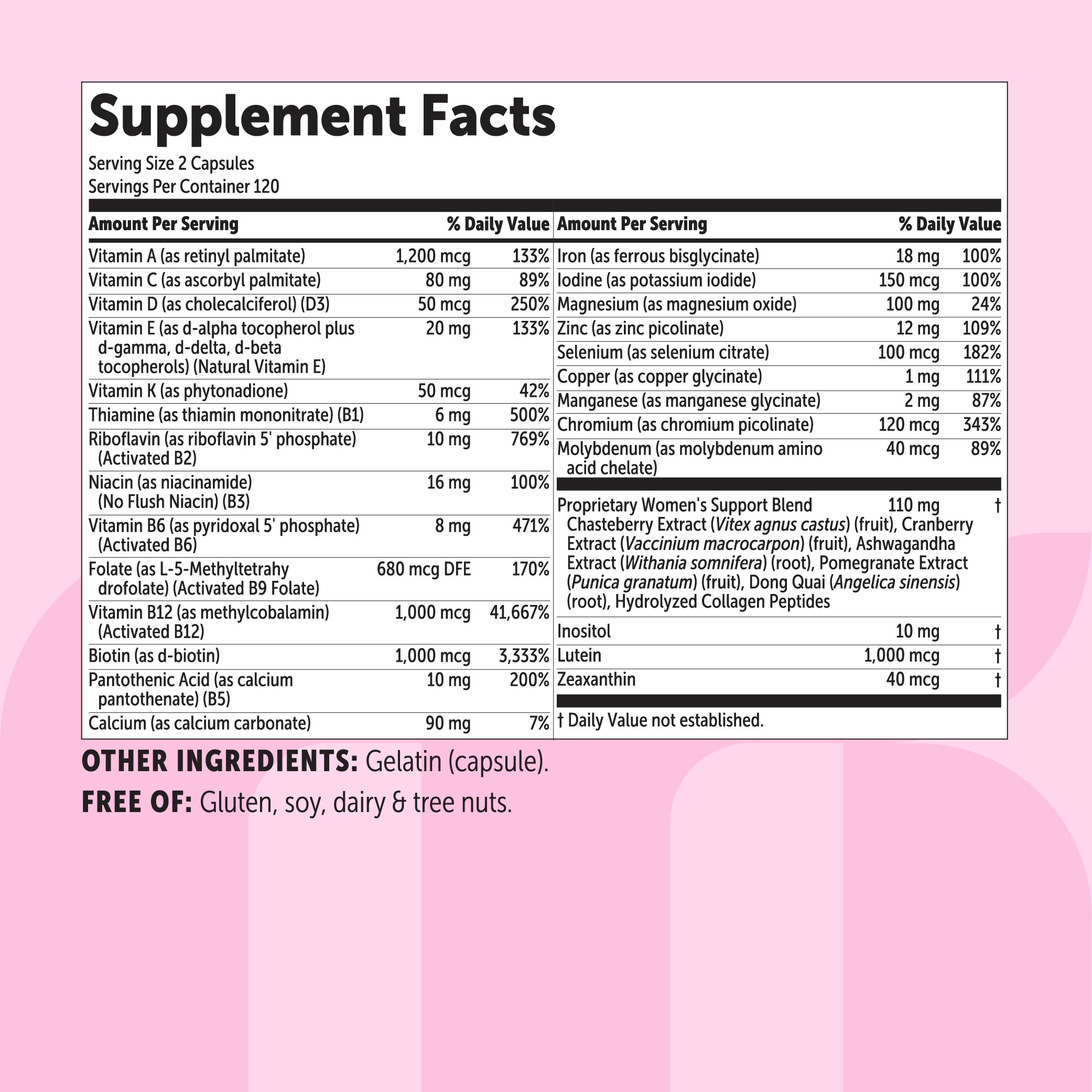 Micro Ingredients Pure Methylated Multivitamin for Women, 240 Capsules