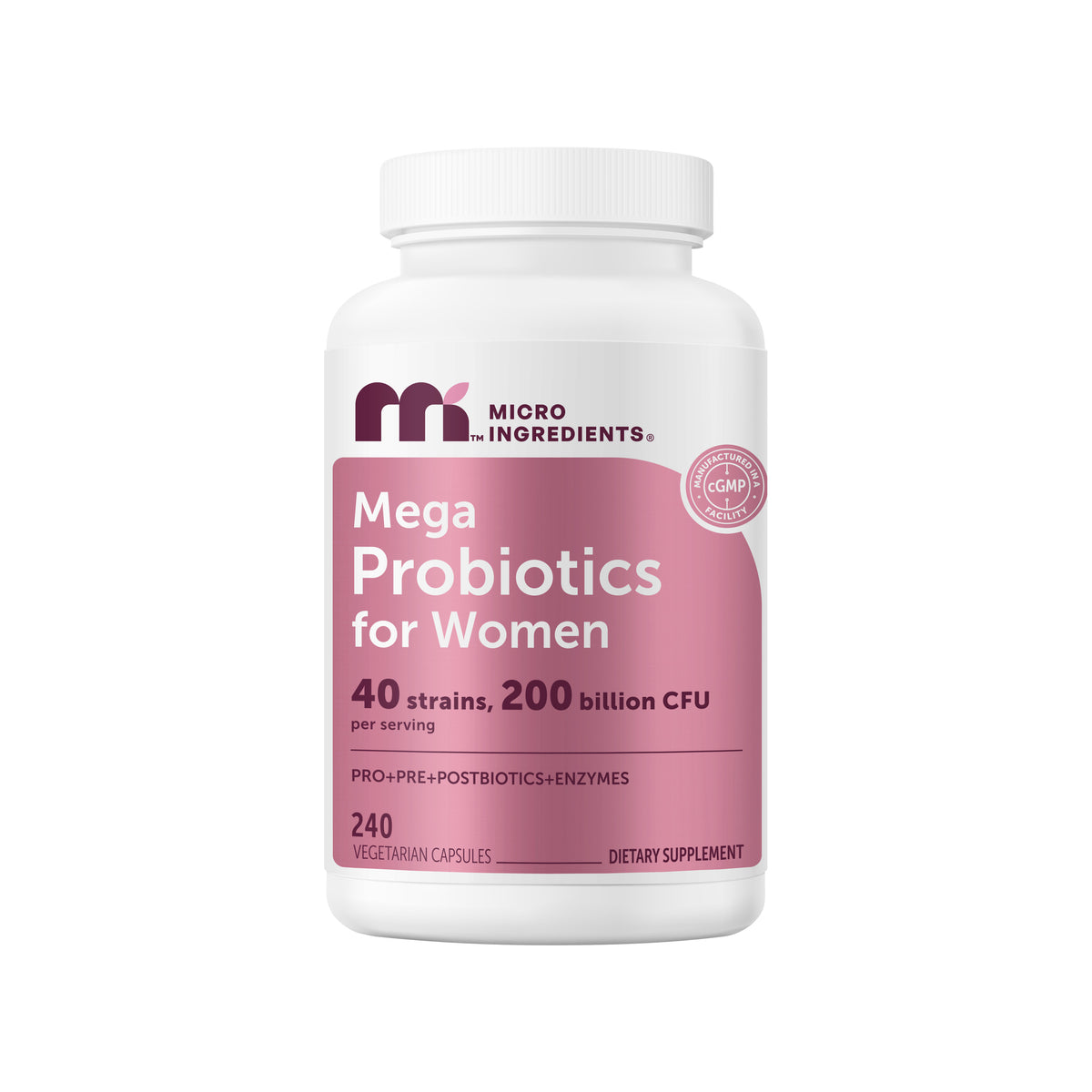 Mega Probiotics for Women 200 Billion CFU Per Serving, 240 Veggie Capsules