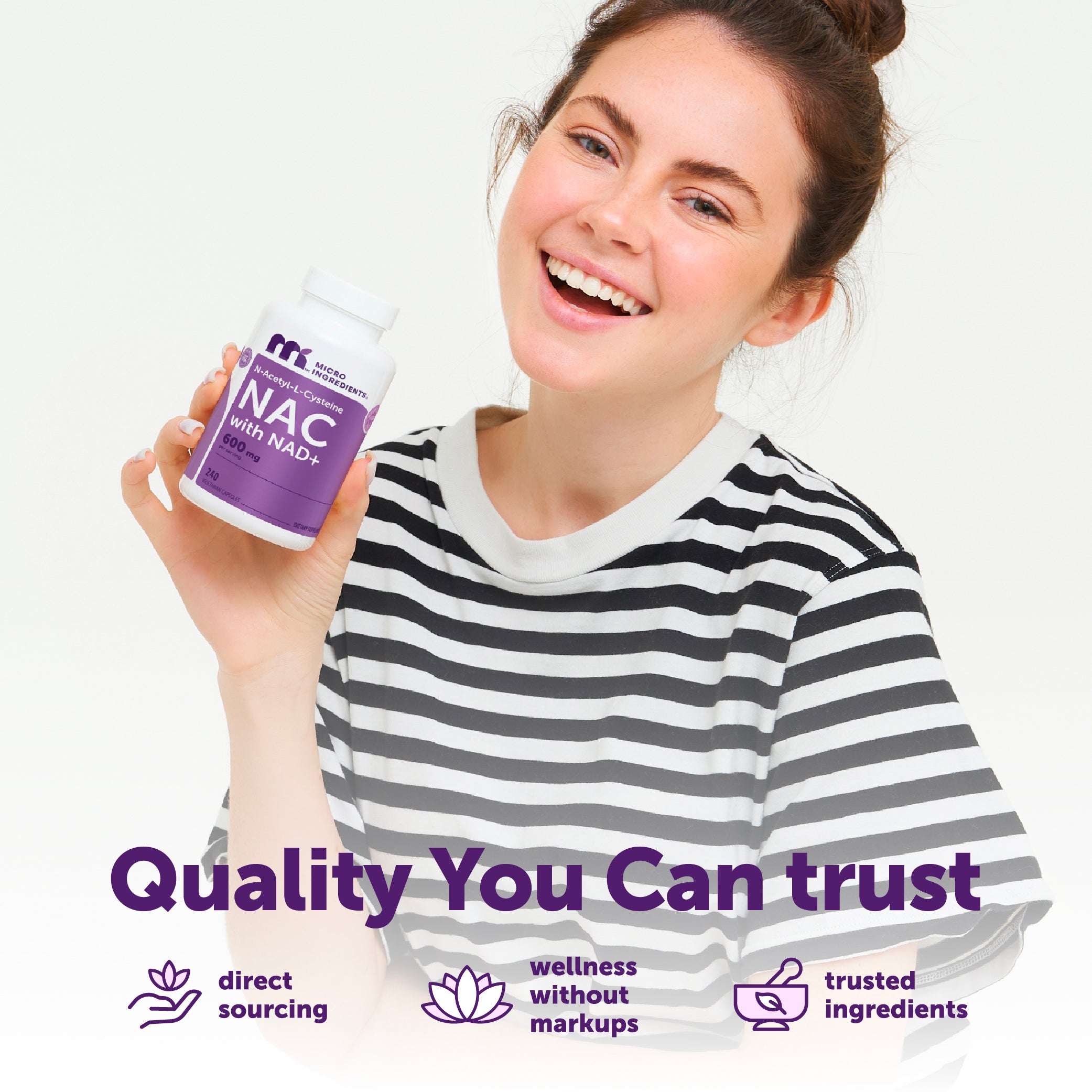 Micro Ingredients NAC with NAD+ 600mg, 240 Vegetarian Capsules
