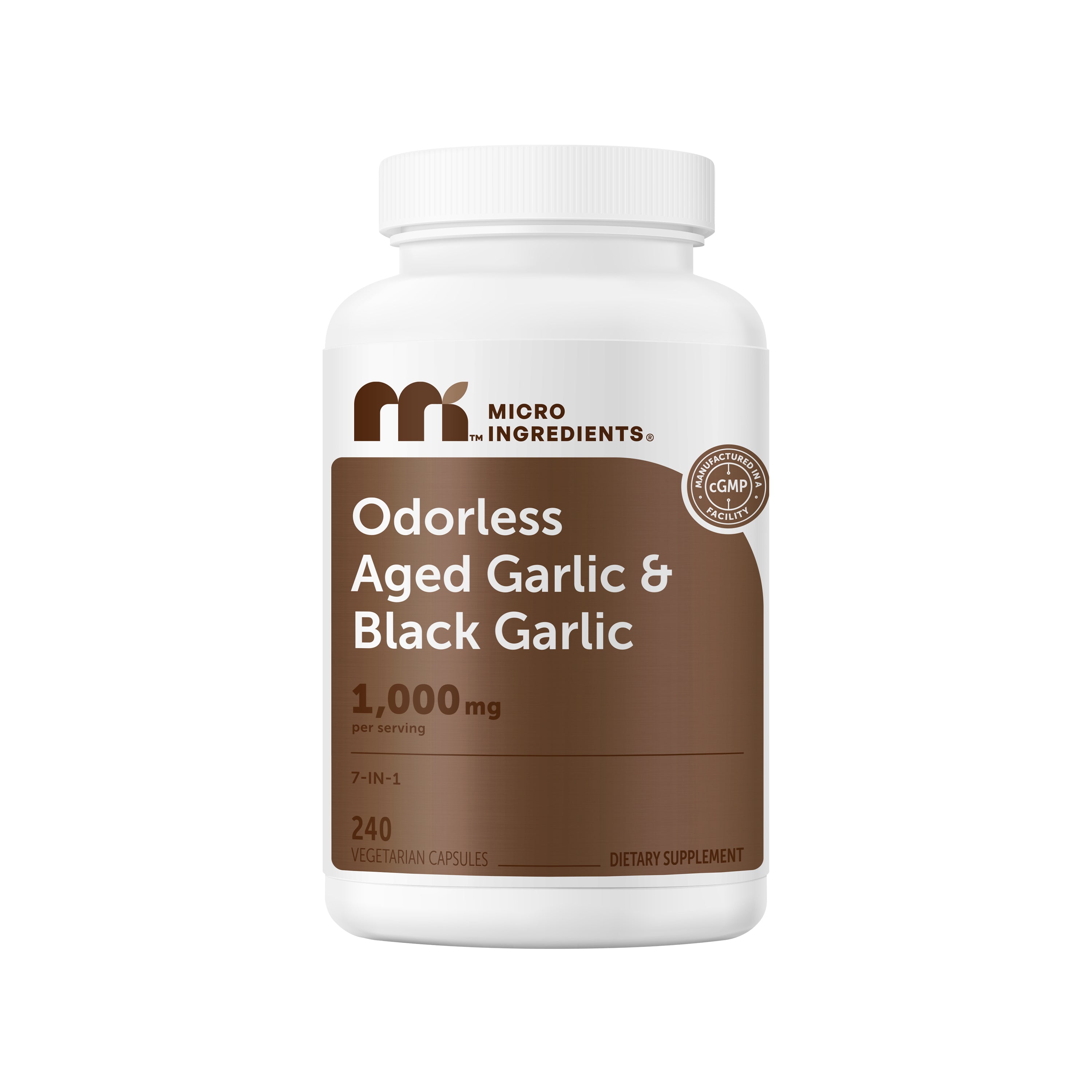 Micro Ingredients Odorless Aged Garlic & Black Garlic 1000 mg, 240 Vegetarian Capsules
