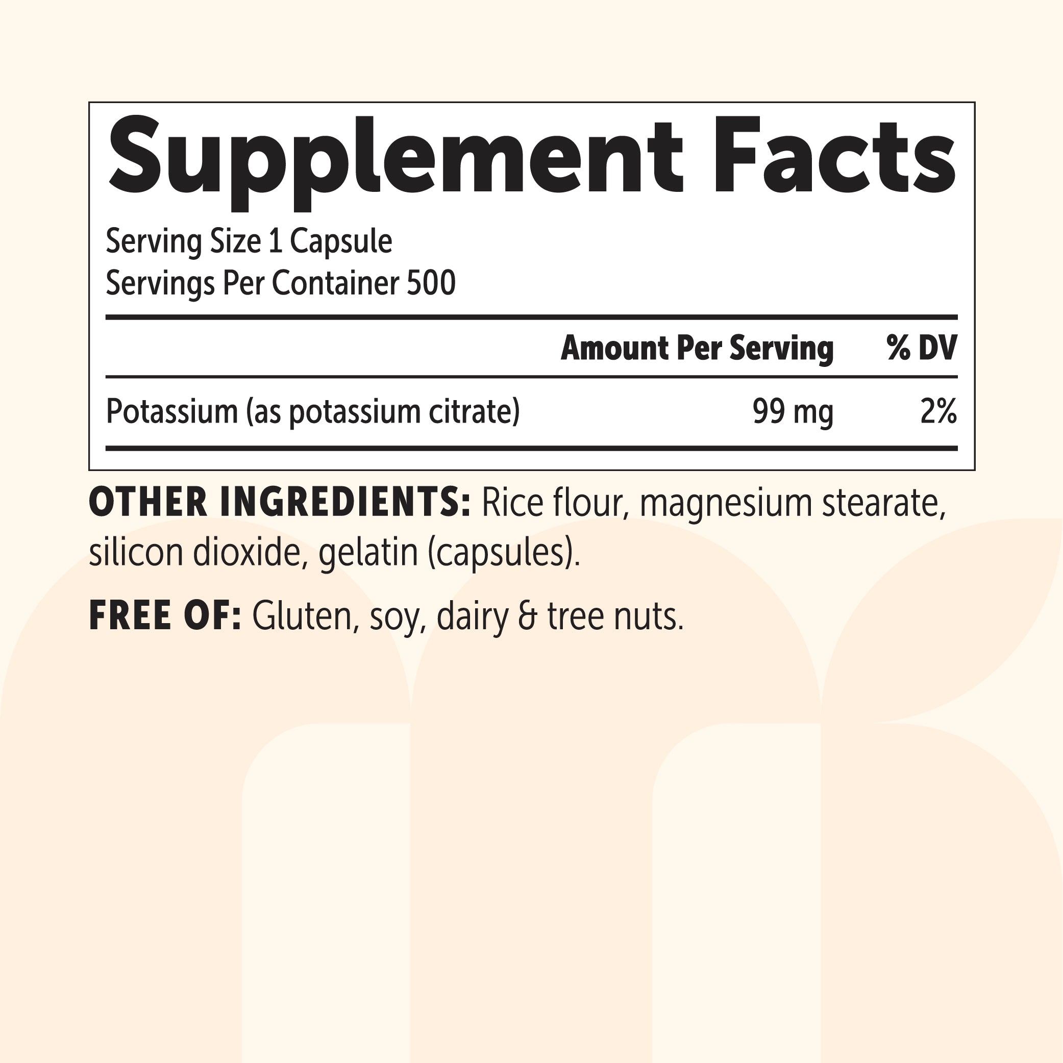 Micro Ingredients Potassium Citrate 99mg, 500 capsules