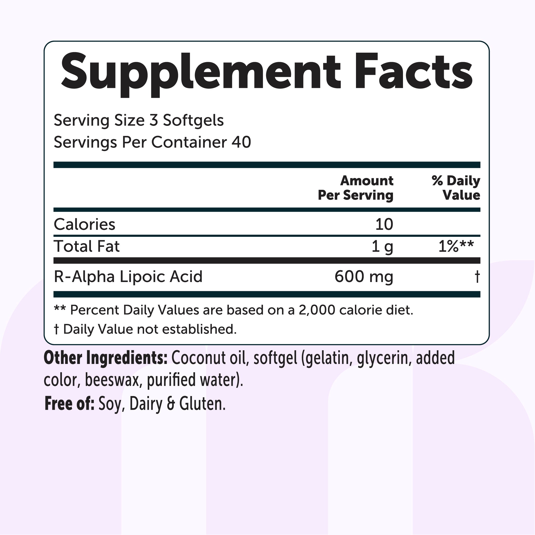 Micro Ingredients R Alpha Lipoic Acid 600mg with Coconut Oil, 120 Softgels