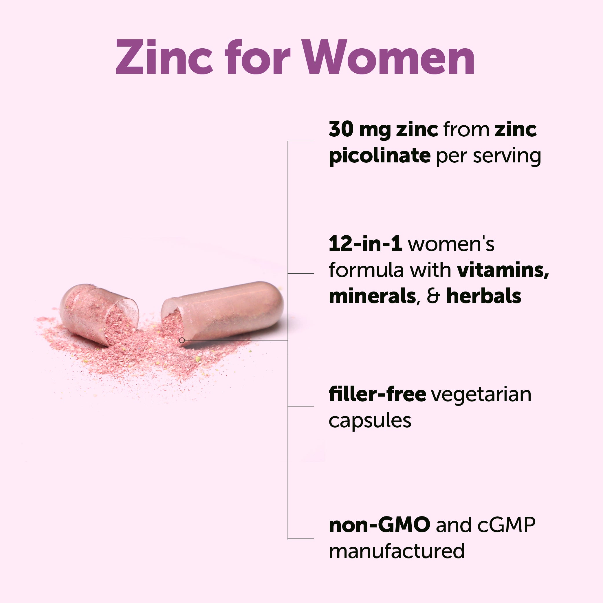 Micro Ingredients Zinc 12-in-1 Complex for Women, 240 Vegetarian Capsules