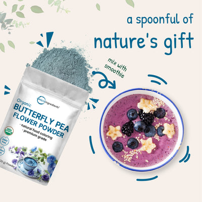 Micro Ingredients Organic Butterfly Pea Flower Powder, 8oz