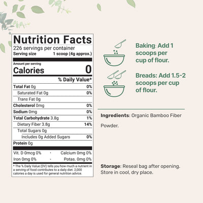 Micro Ingredients Organic Bamboo Fiber Powder, 2lbs
