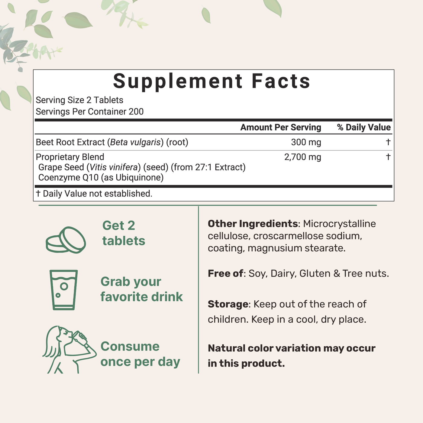 Micro Ingredients Beet Root 3,000mg with Grape Seed Extract & CoQ10, 400 Tablets