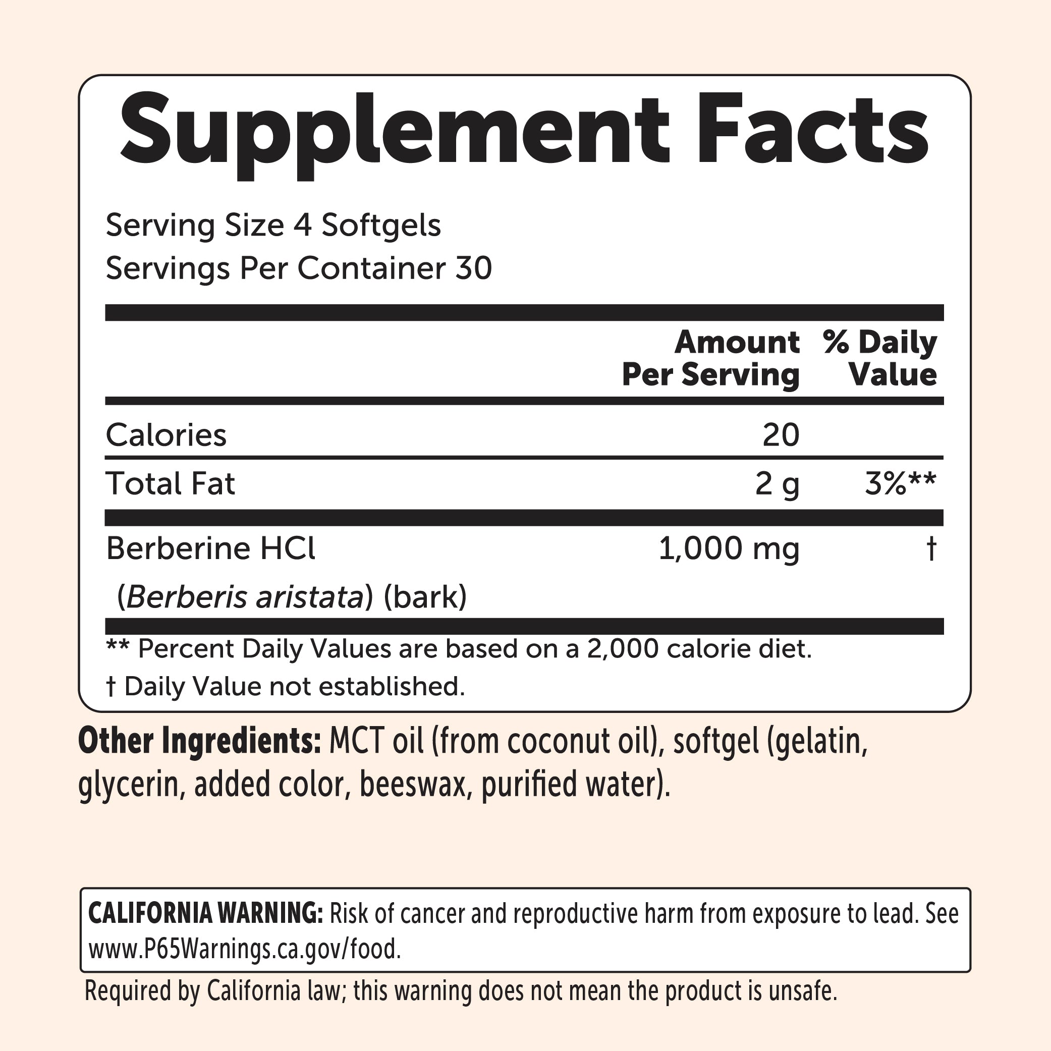 Micro Ingredients Berberine 1000mg with MCT Oil Softgels