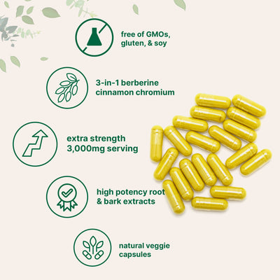 Micro Ingredients Berberine with Ceylon Cinnamon and Chromium 3,000mg Complex, 240 Veggie Capsules