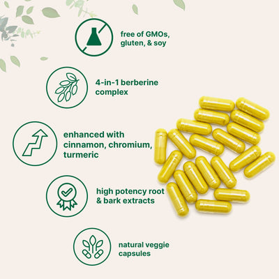 Berberine with Ceylon Cinnamon, Chromium, & Turmeric, 3,000mg Equivalent