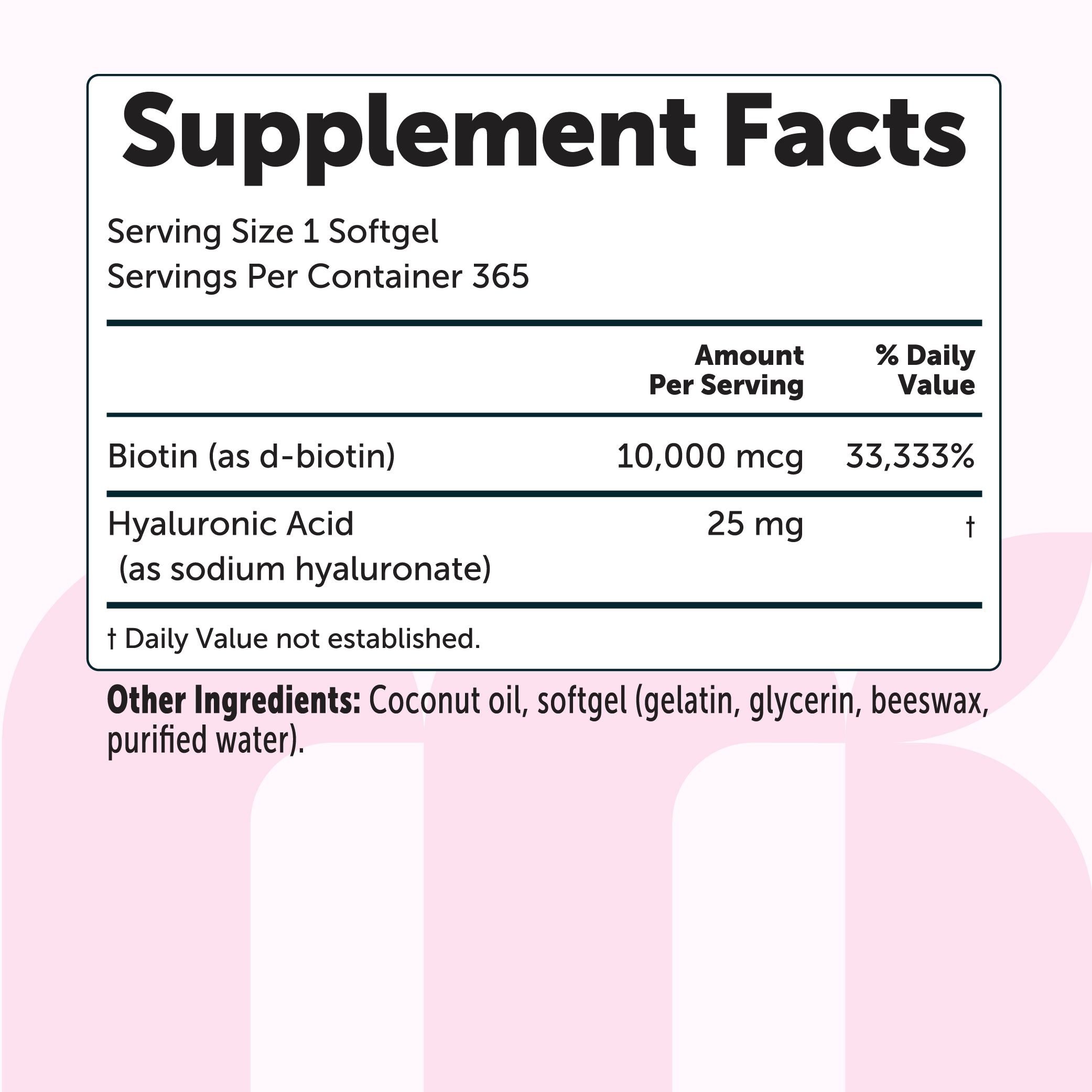 Micro Ingredients Biotin with Hyaluronic Acid, 365 Softgels