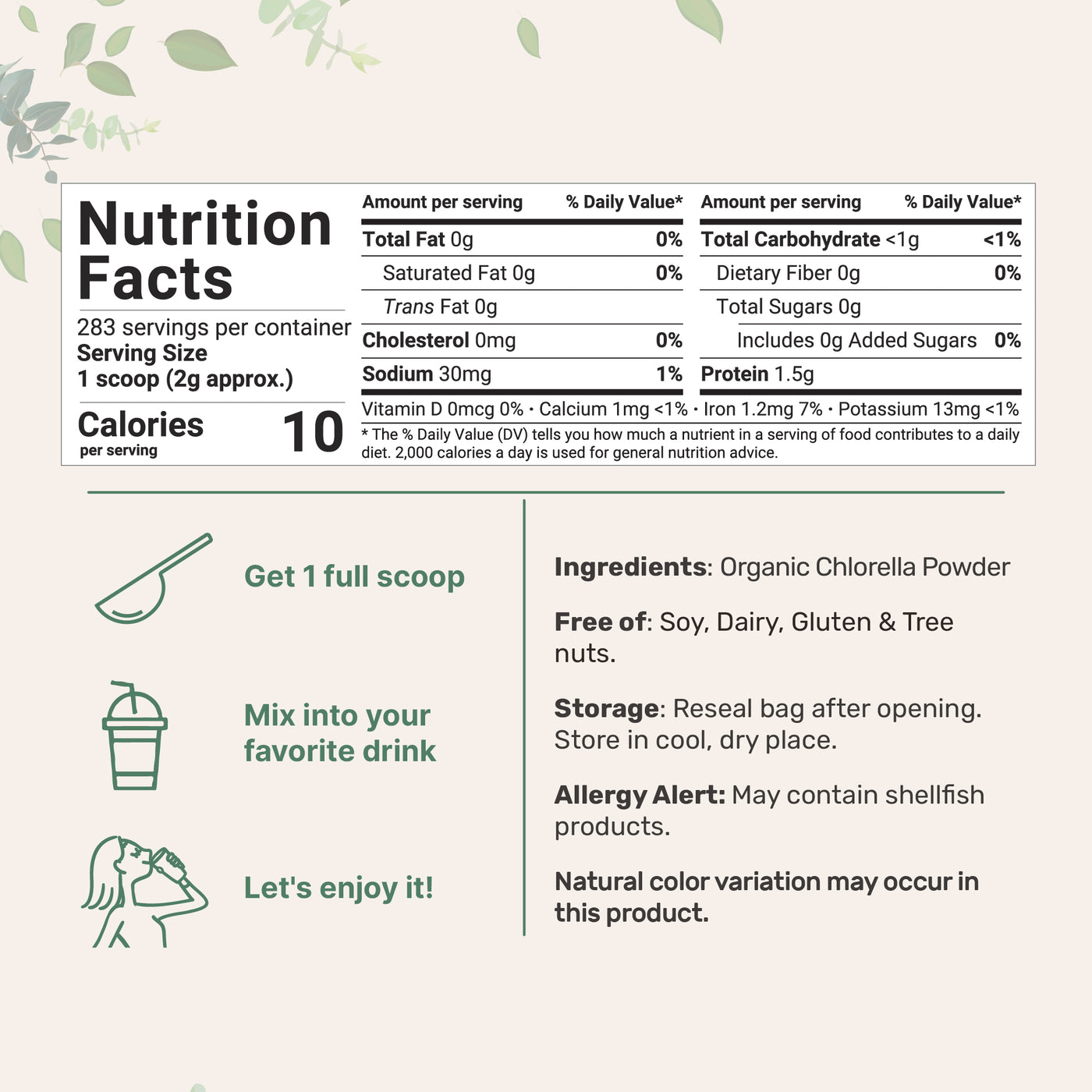 Micro Ingredients Organic Chlorella Powder