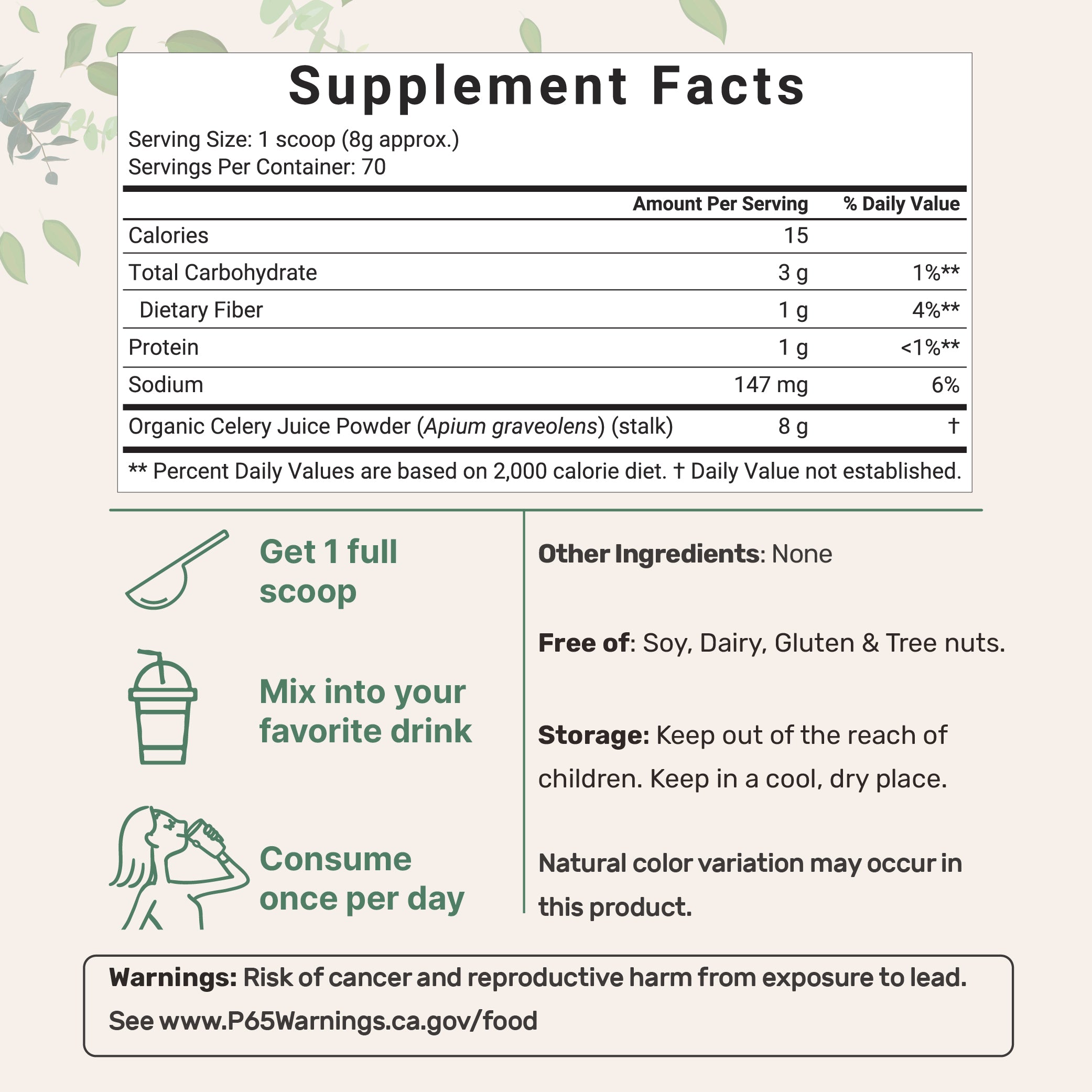 Micro Ingredients Organic Celery juice Powder