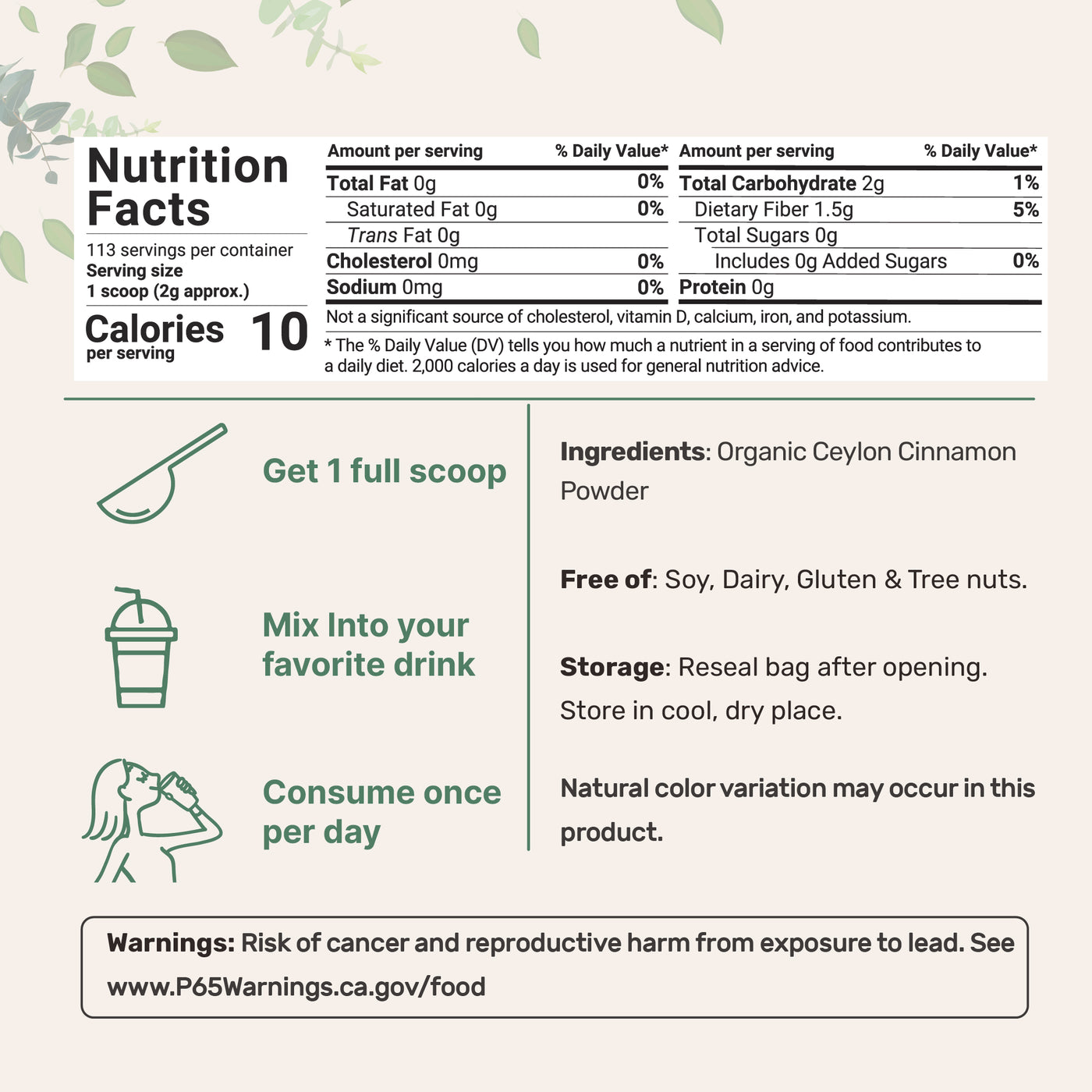 Micro Ingredients Organic Ceylon Cinnamon Powder