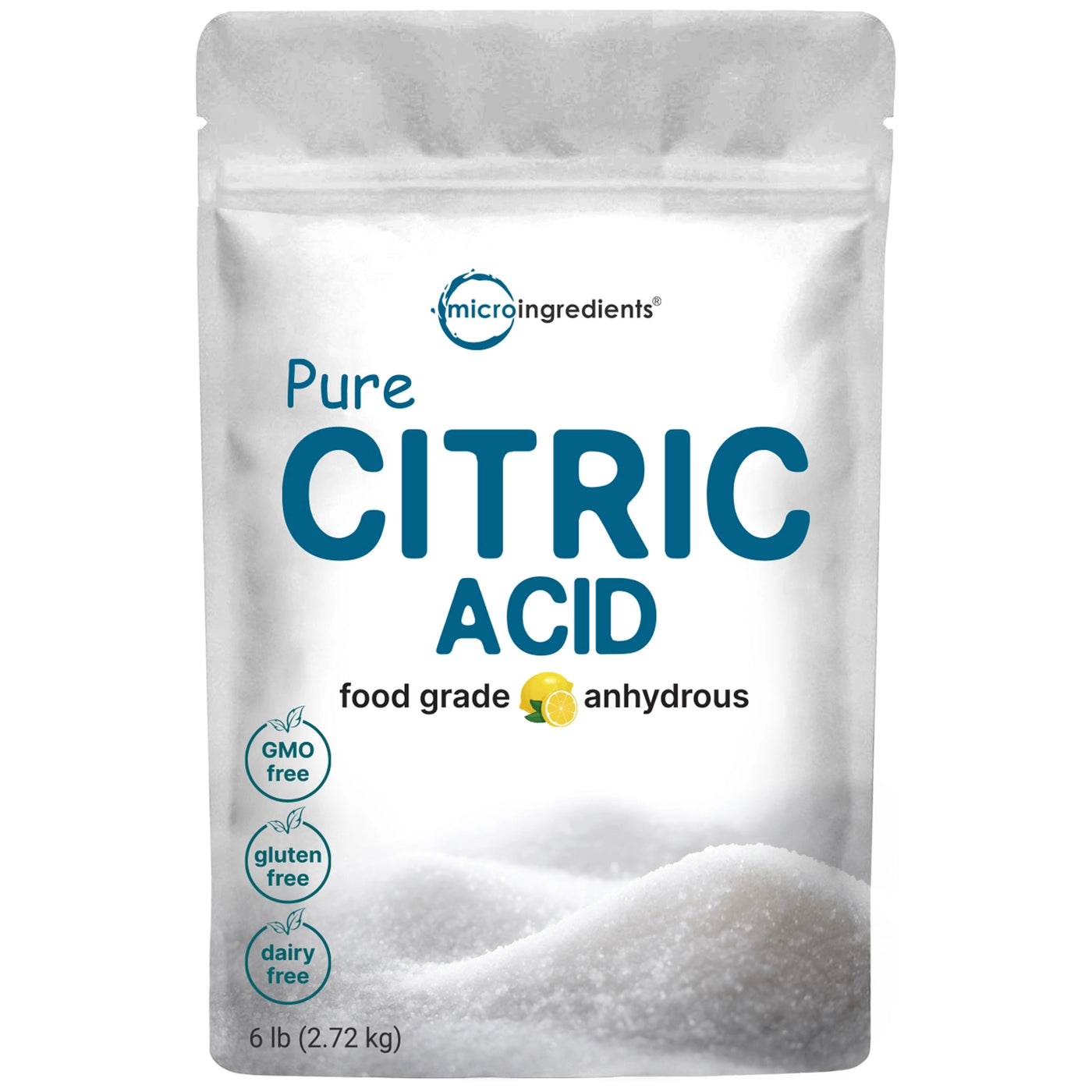 Citric Acid 6 Pounds, Food Grade, Fine Granular Powder Front