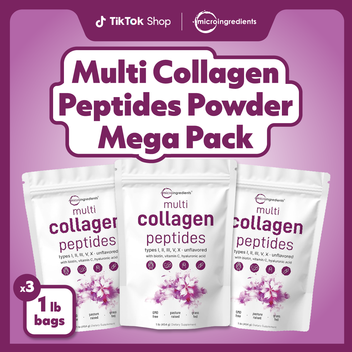 Multi Collagen Peptides Powder Mega Pack Micro Ingredients multi-collagen-peptides-powder-mega-pack-micro-ingredients