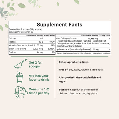 Micro Ingredients Multi Collagen Peptides Powder, 8oz
