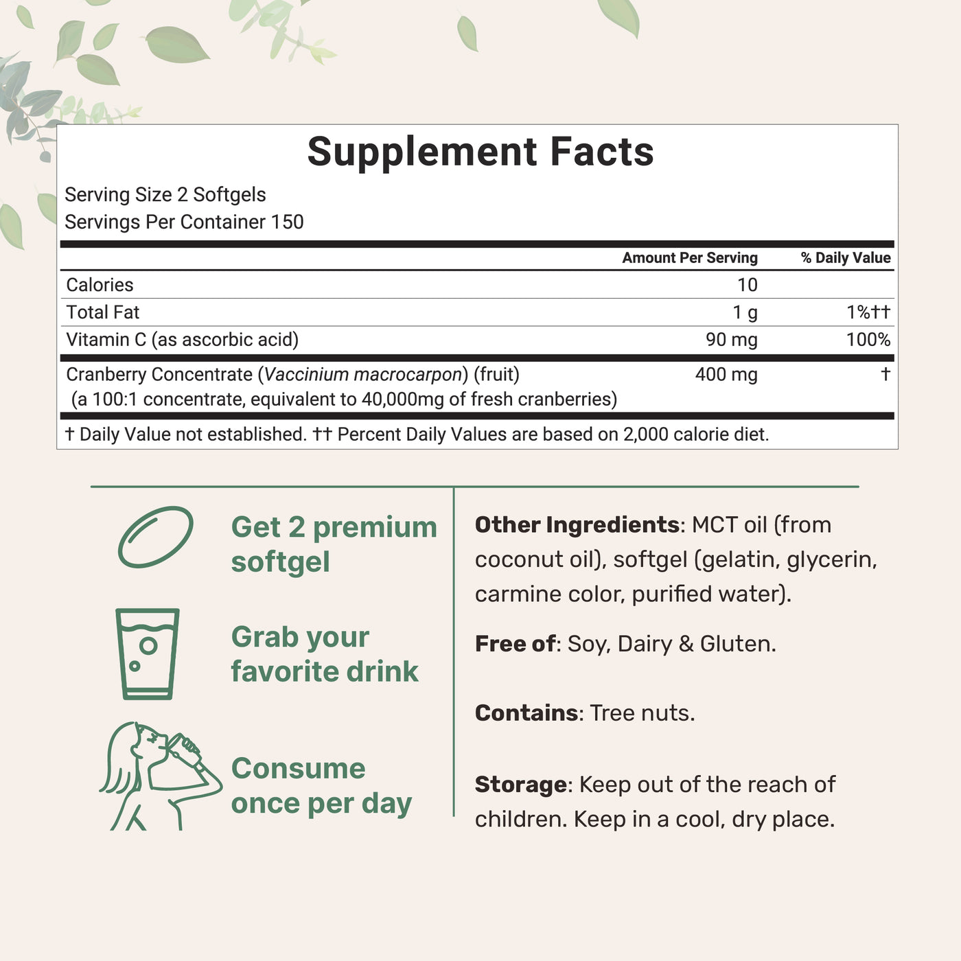Micro Ingredients Cranberry Concentrate 40,000mg Equivalent with Vitamin C