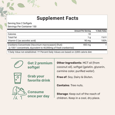 Micro Ingredients Cranberry Concentrate 40,000mg Equivalent with Vitamin C